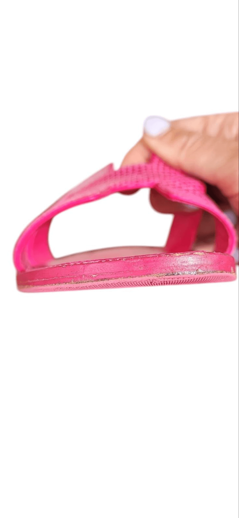 Hermès - Sandales Oran lézard iguane fuchsia T37 1/2