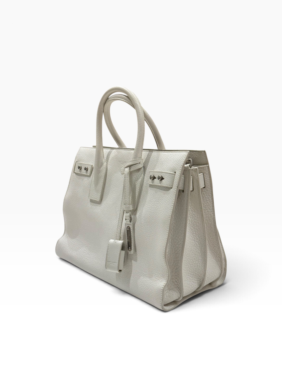 Saint Laurent - sac de jour souple médium cuir blanc