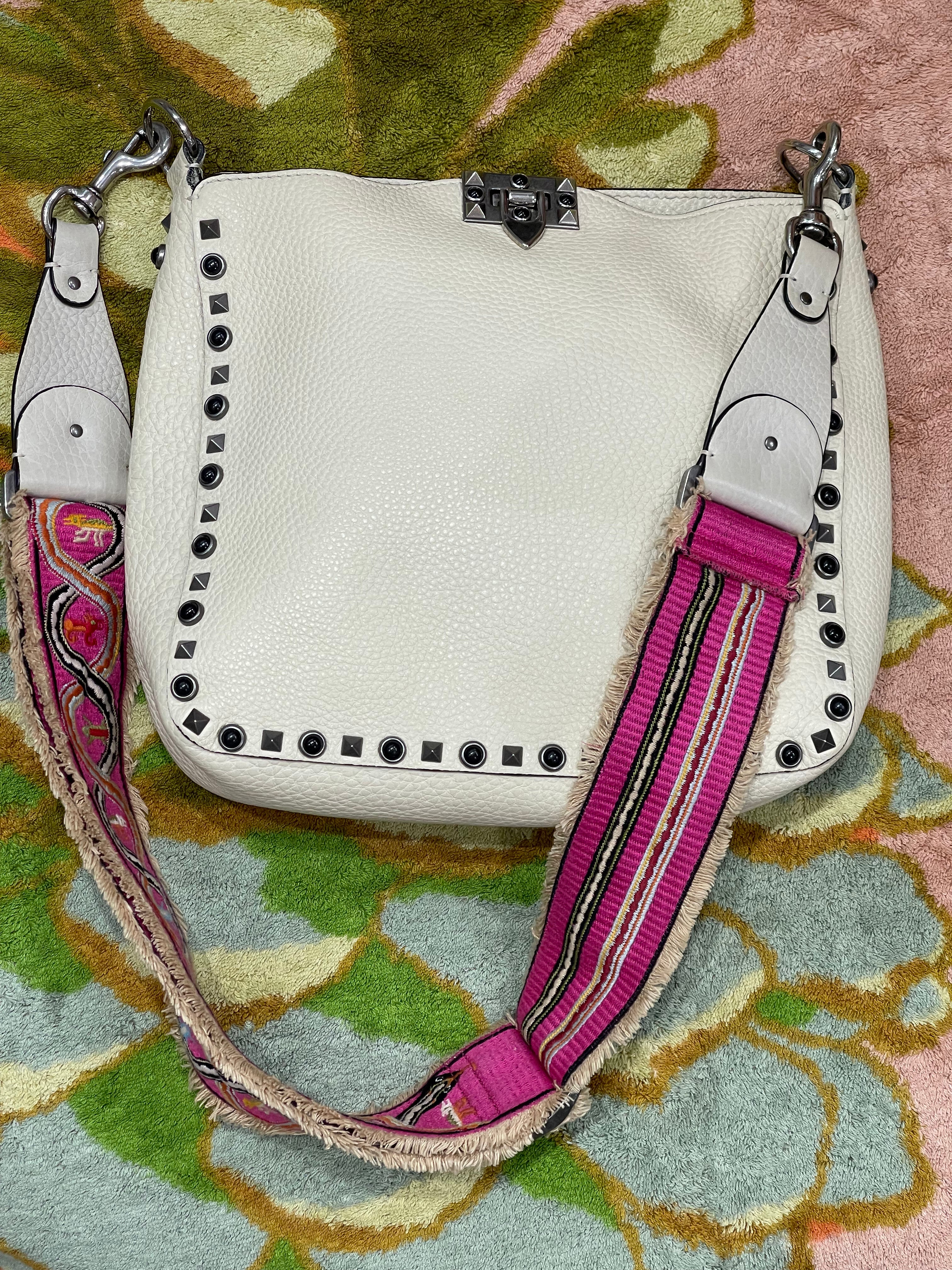 Valentino - sac besace ethnique cuir écru