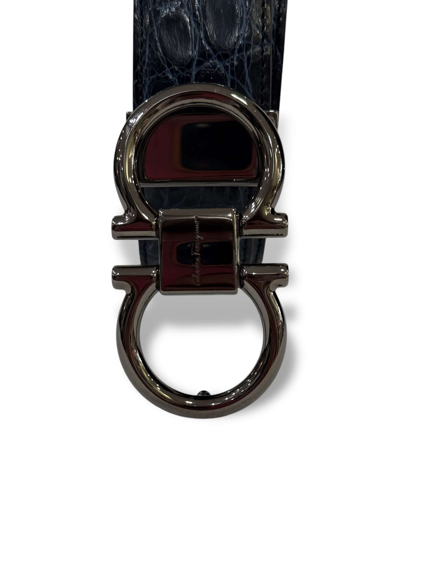 Ferragamo - Ceinture croco Bleu