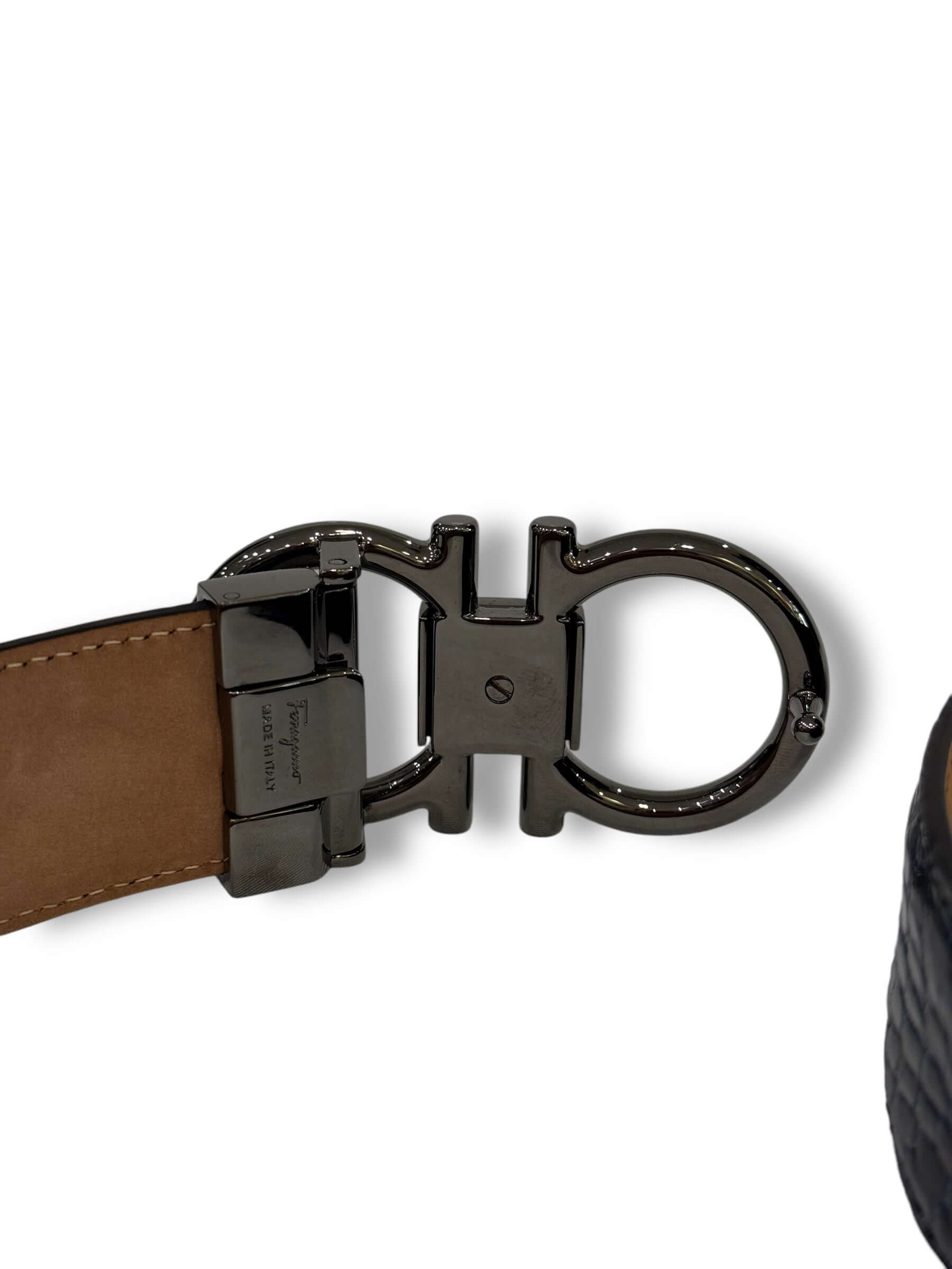 Ferragamo - Ceinture croco Bleu