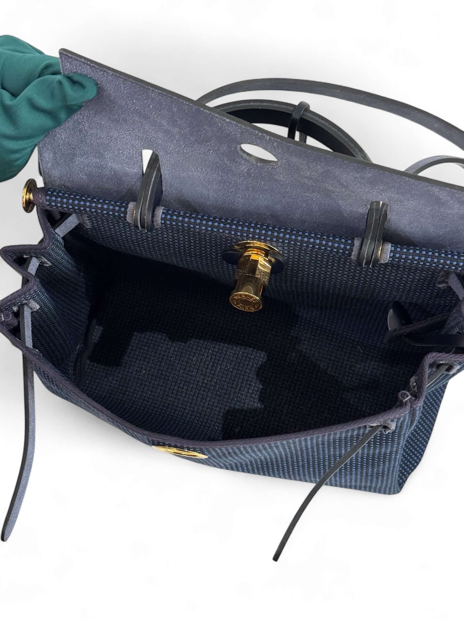 Hermès - Sac Herbag 31 zip toile quadrille