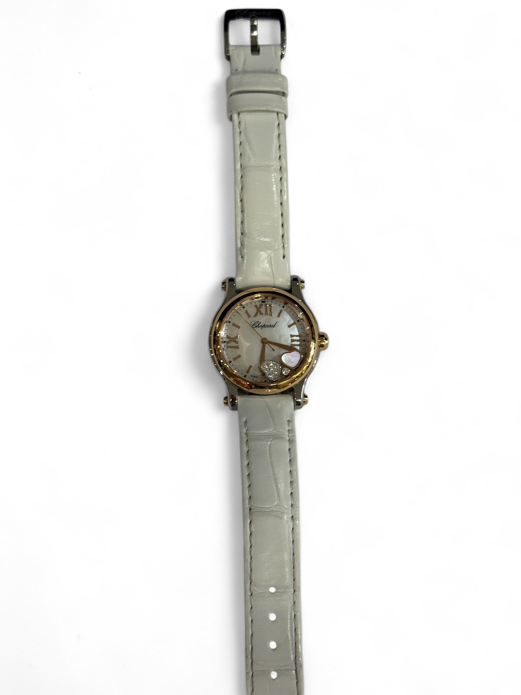 Chopard - Montre Happy Sport 30mm or rose et acier et diamants