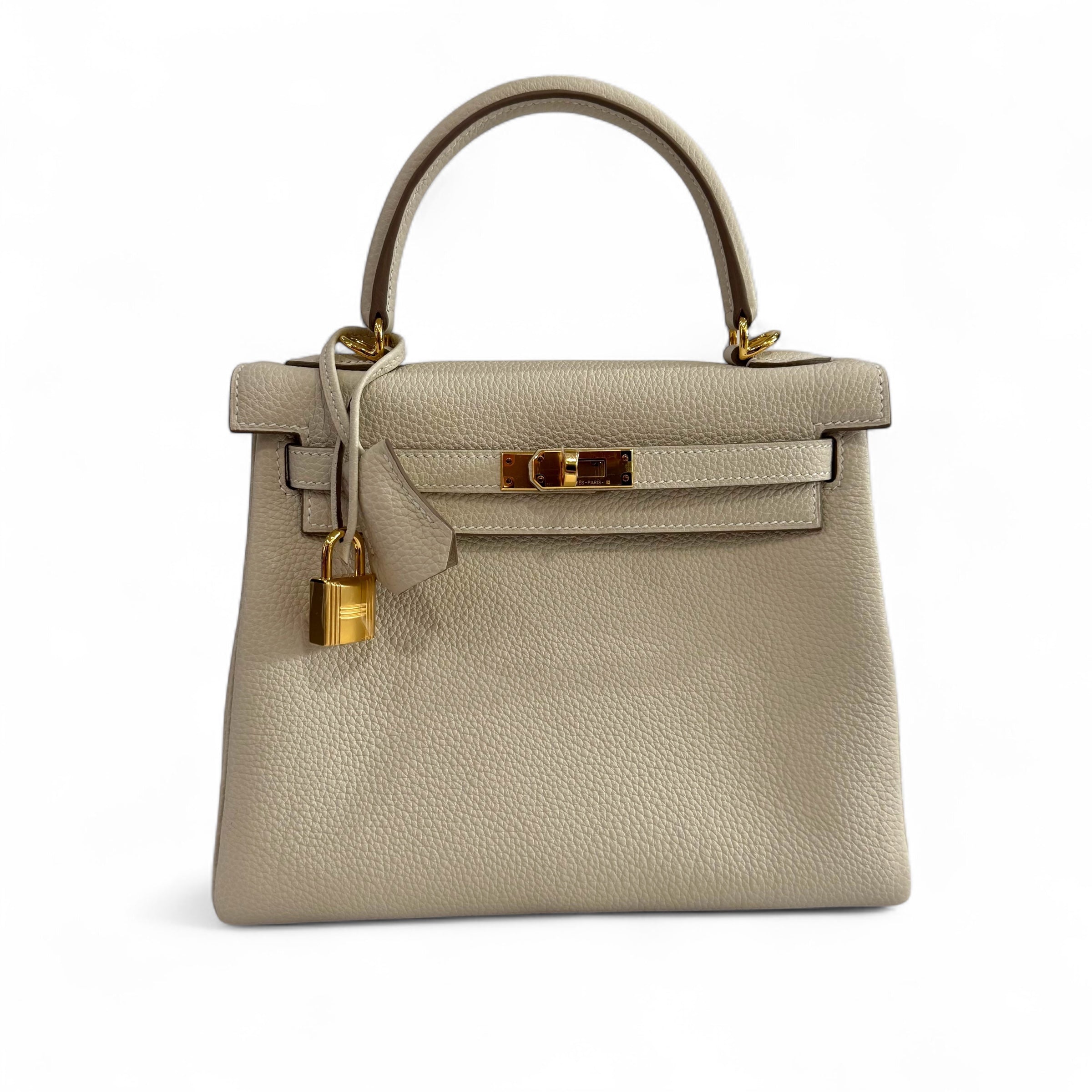 Hermès - Sac Kelly II 25 Togo retourne Craie