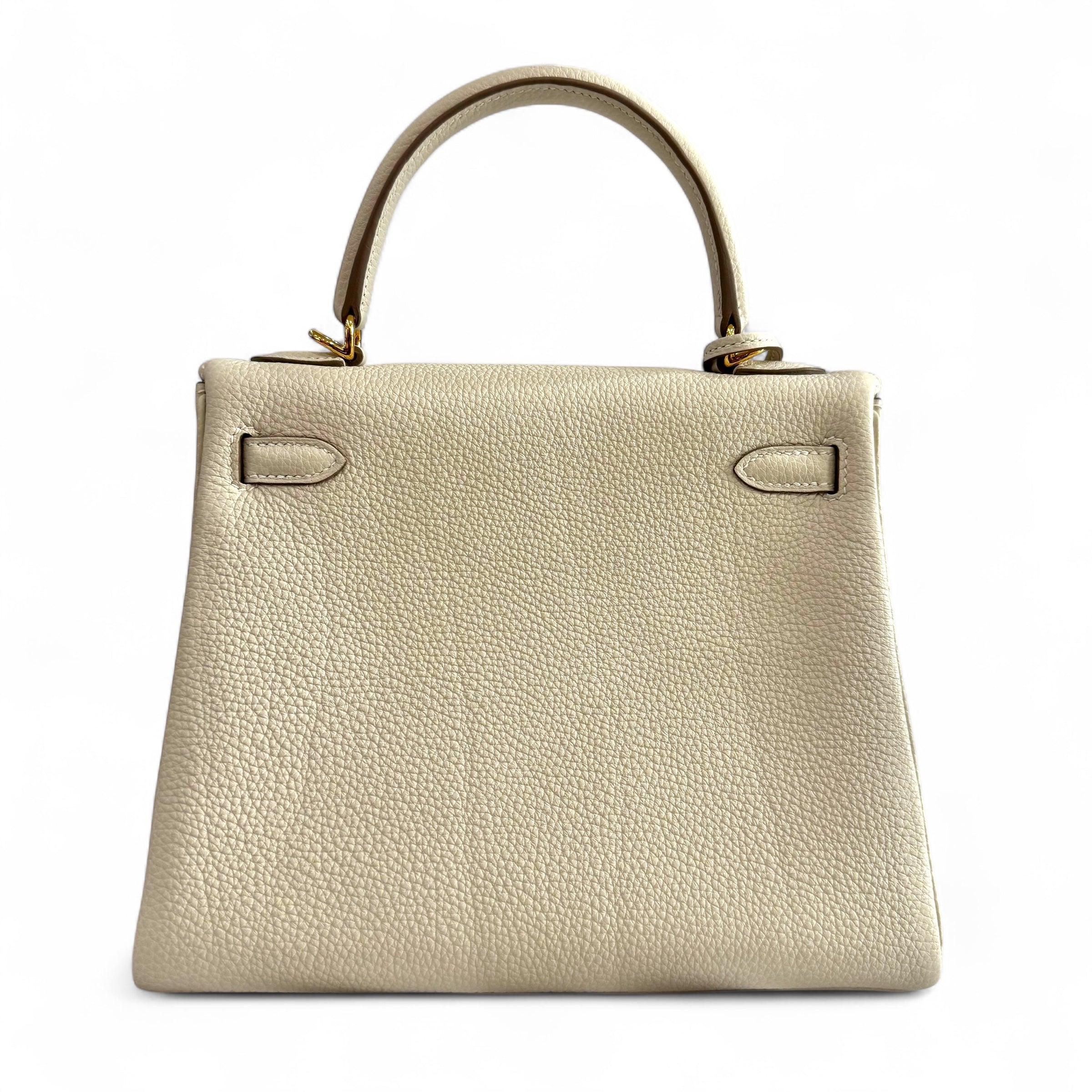 Hermès - Sac Kelly II 25 Togo retourne Craie