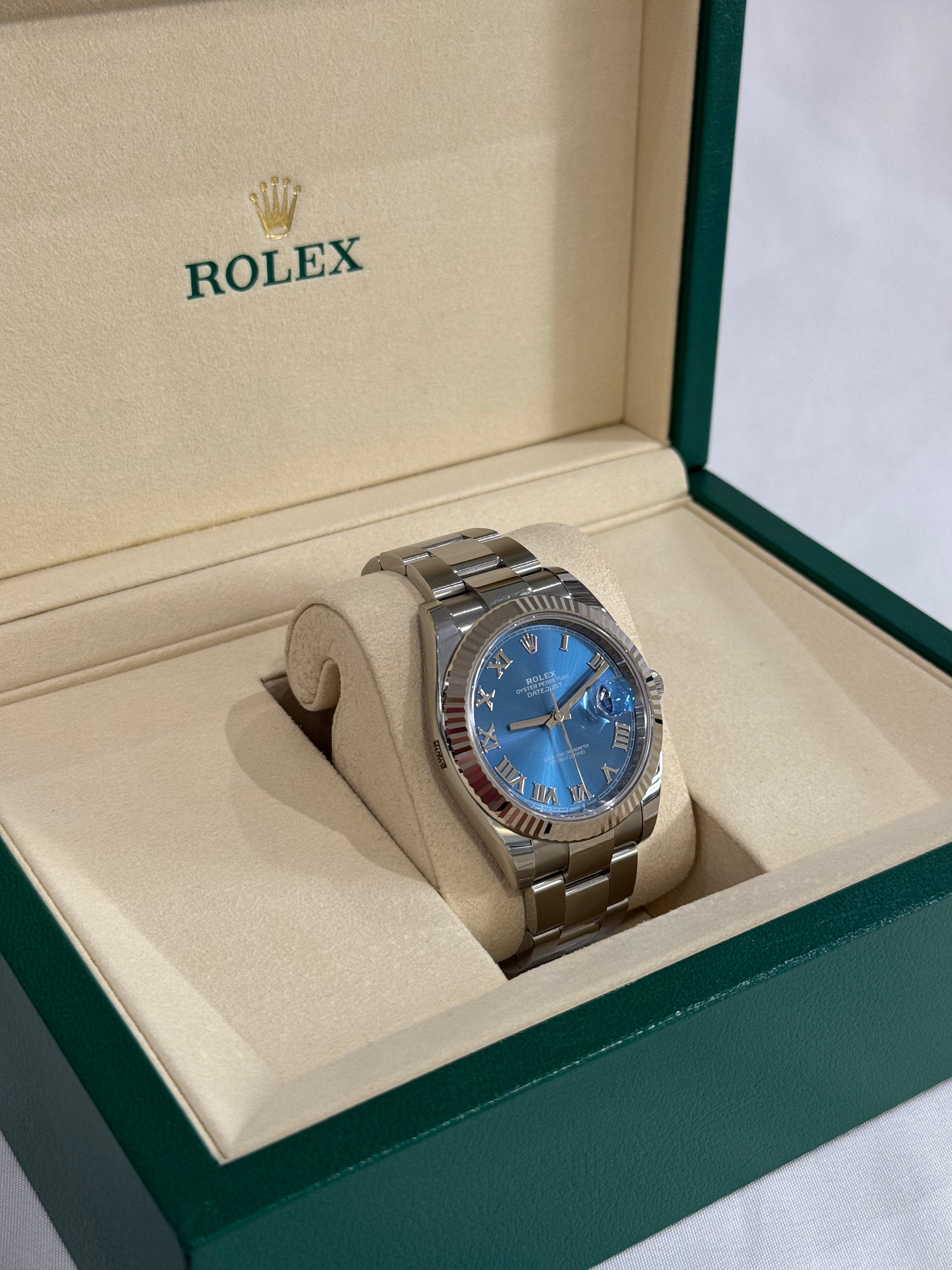 Rolex - Montre DateJust 41mm bleu azzurro
