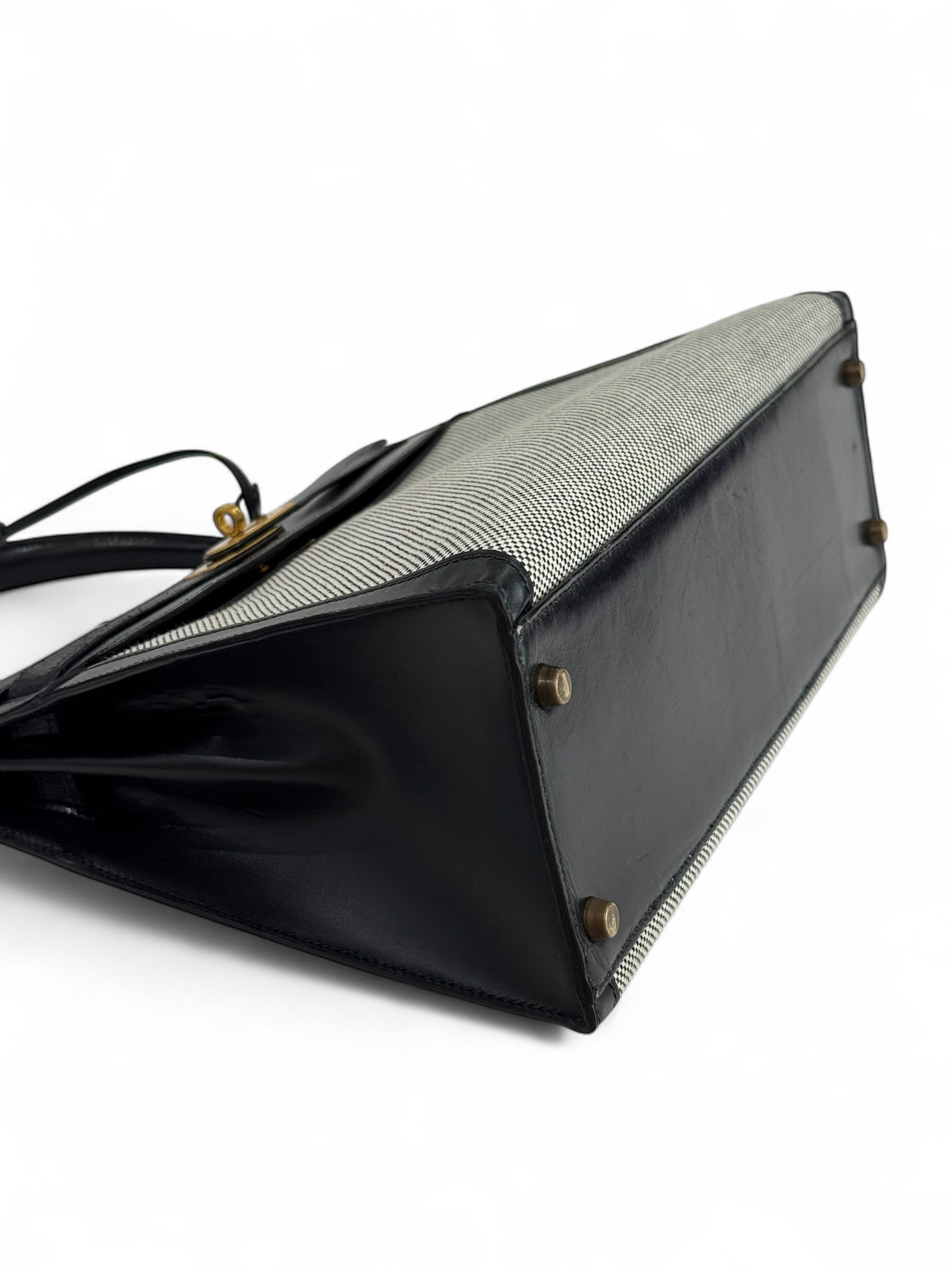 Hermès - Sac Kelly 32 toile quadrille