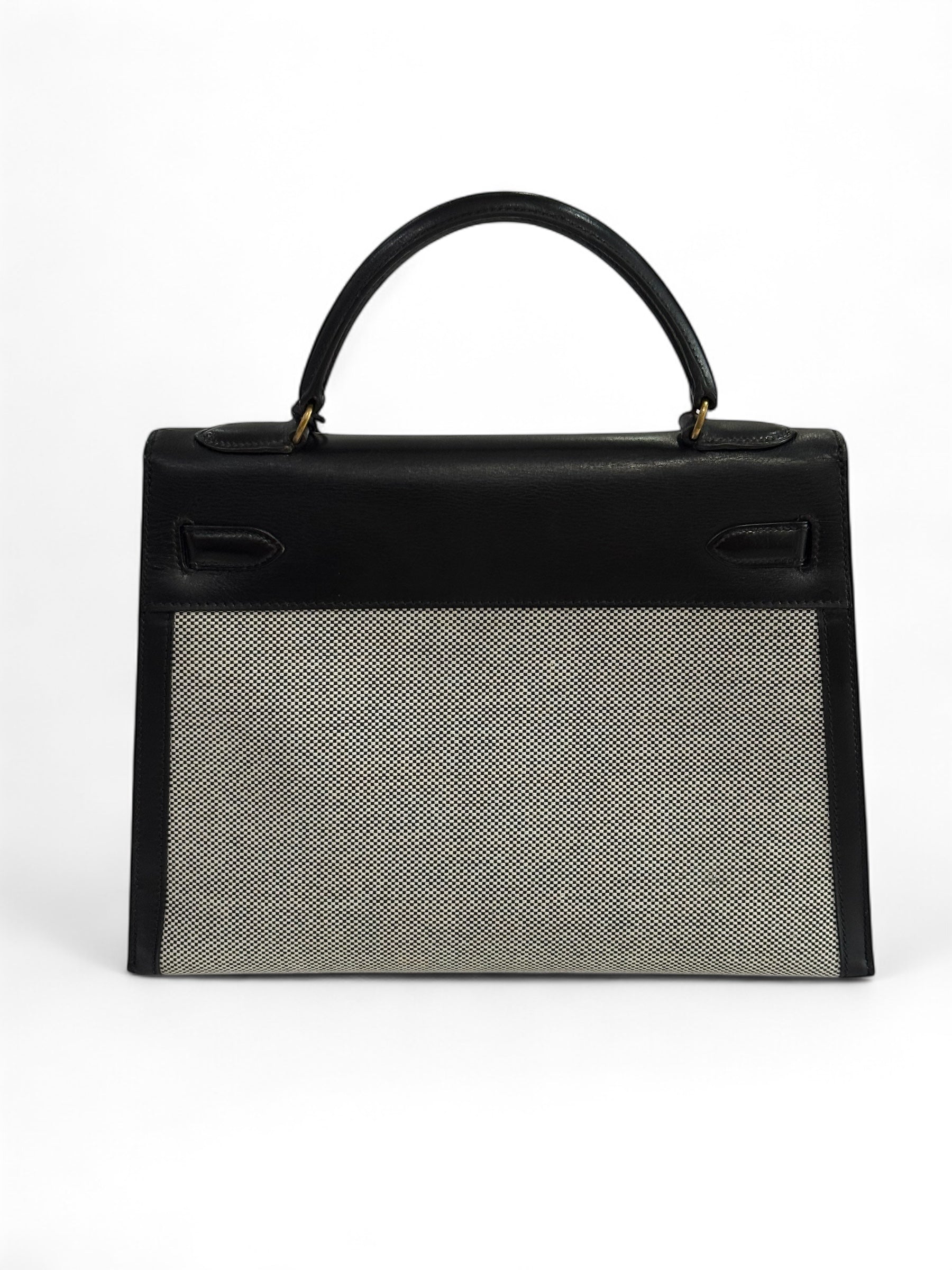 Hermès - Sac Kelly 32 toile quadrille