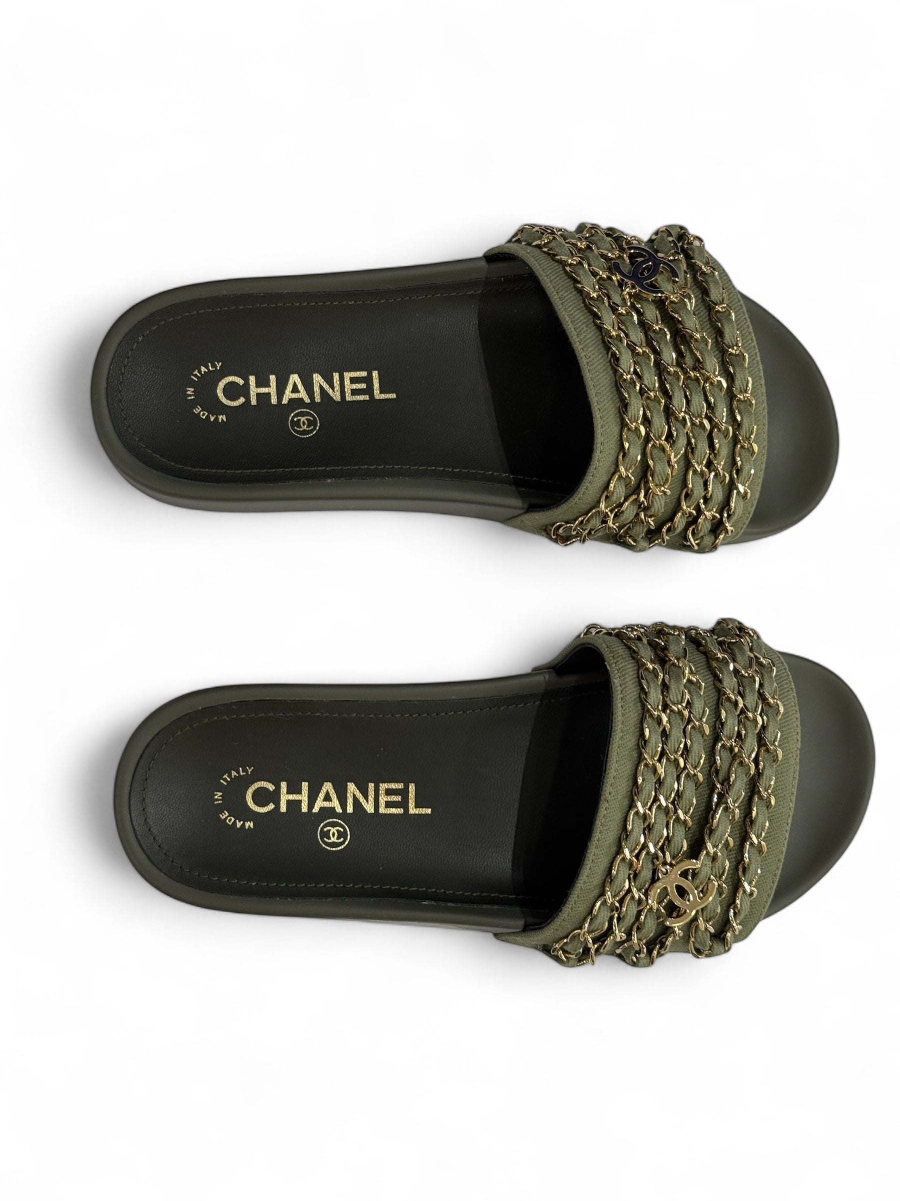 Chanel - Sandales avec chaînettes t.36