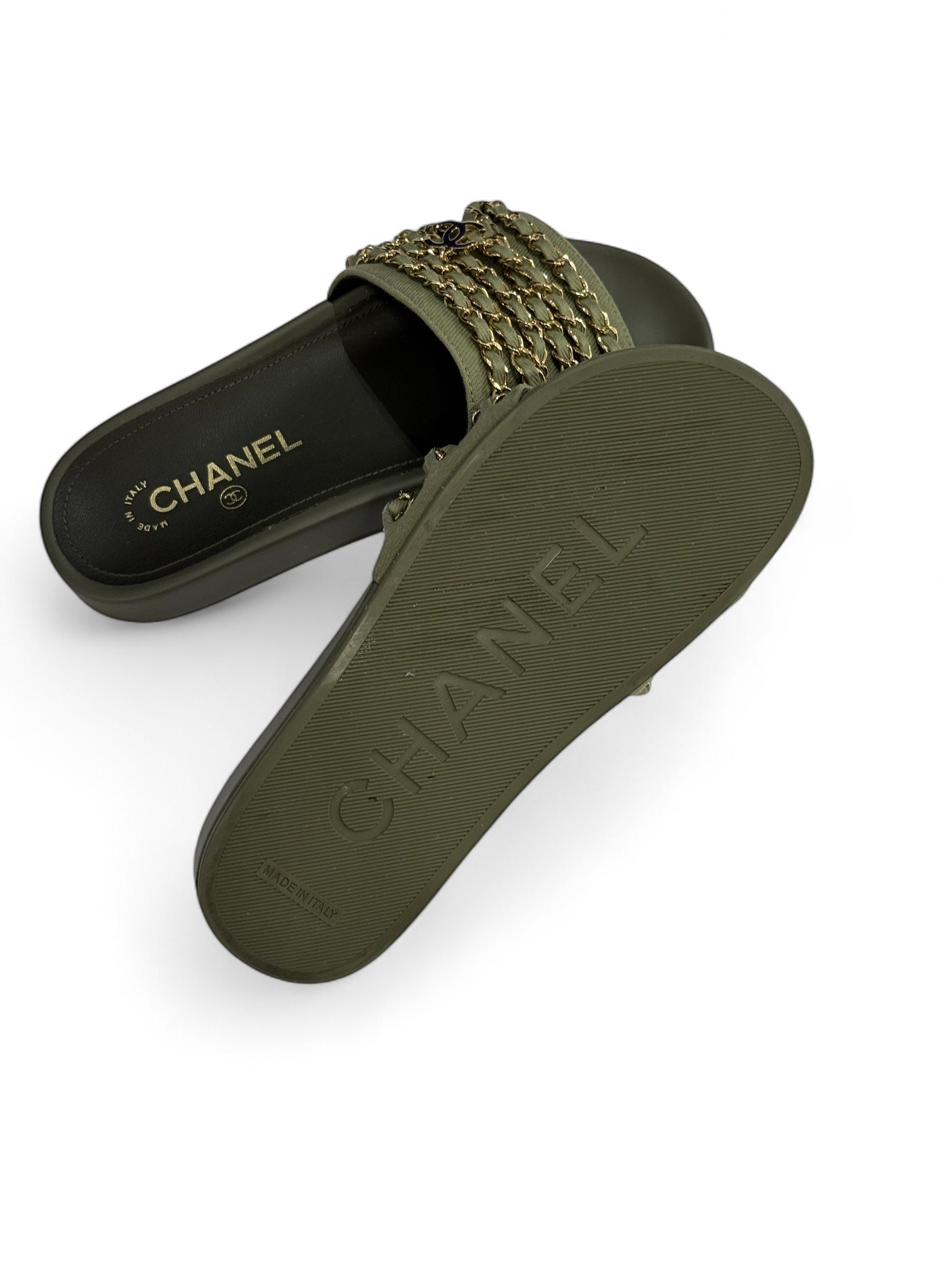 Chanel - Sandales avec chaînettes t.36