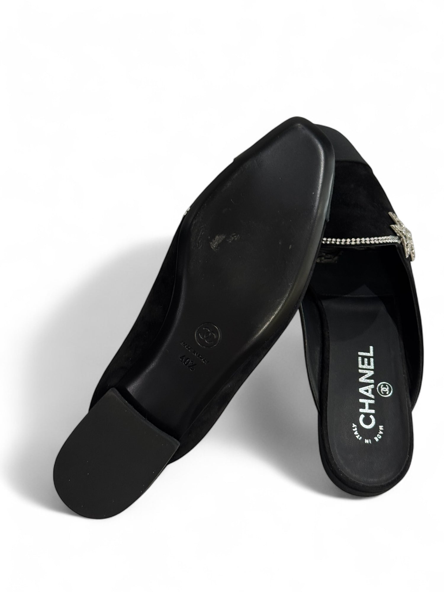 Chanel - Mules daim et strass étoile t.40 1/2