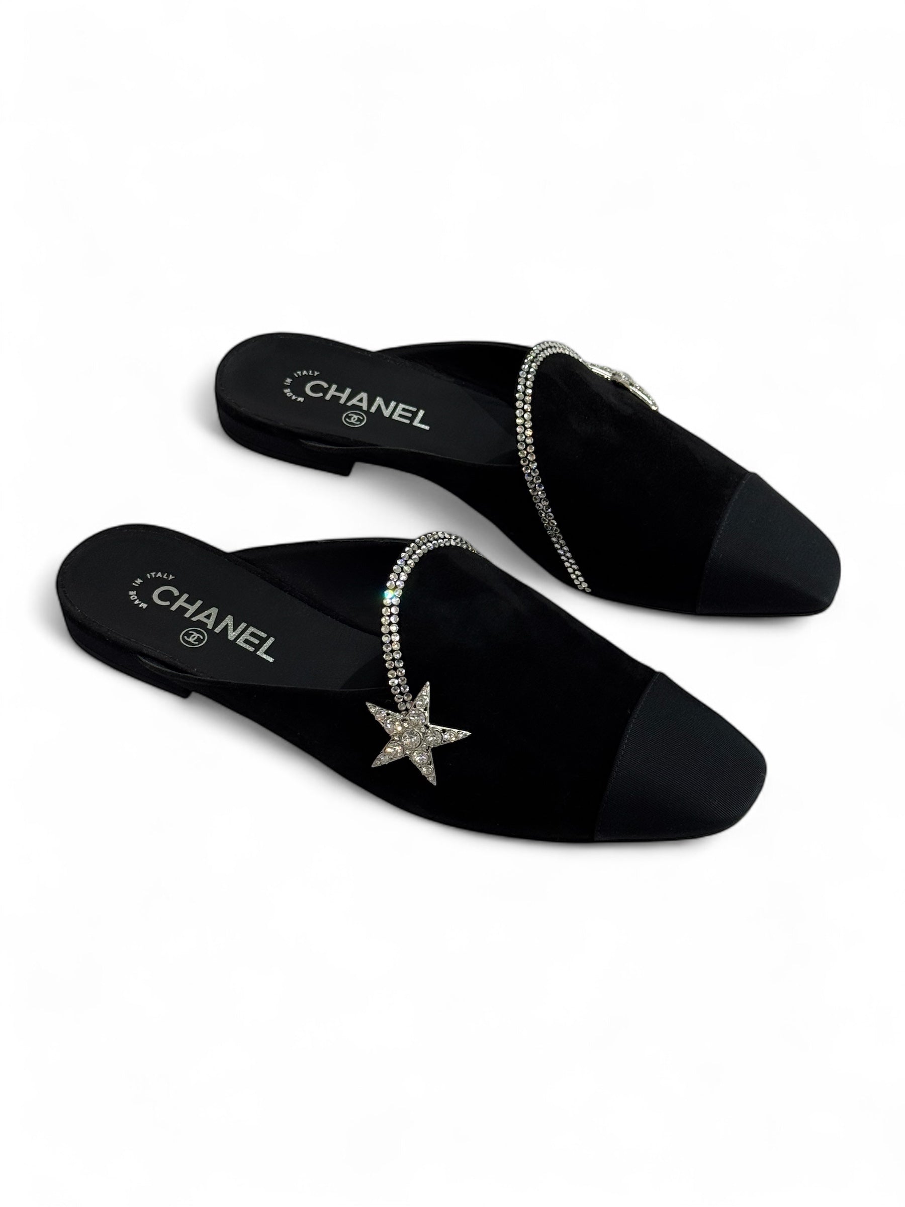 Chanel - Mules in camoscio e strass stella n.40 1/2