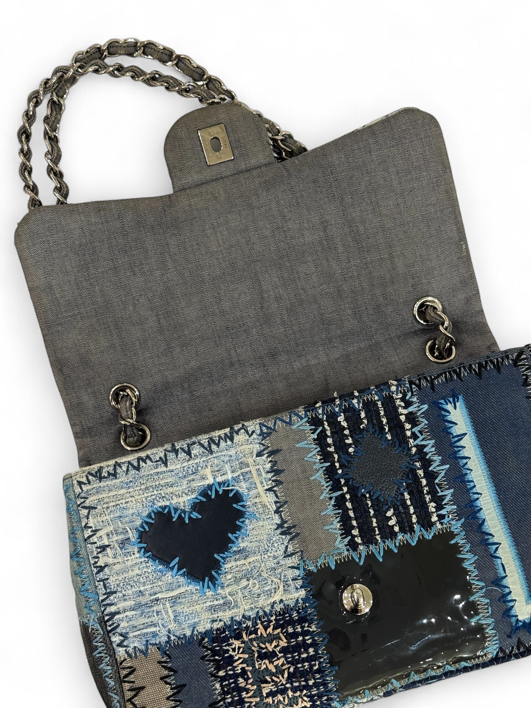Chanel - Klassische Jumbo-Tasche aus Jeans-Patchwork