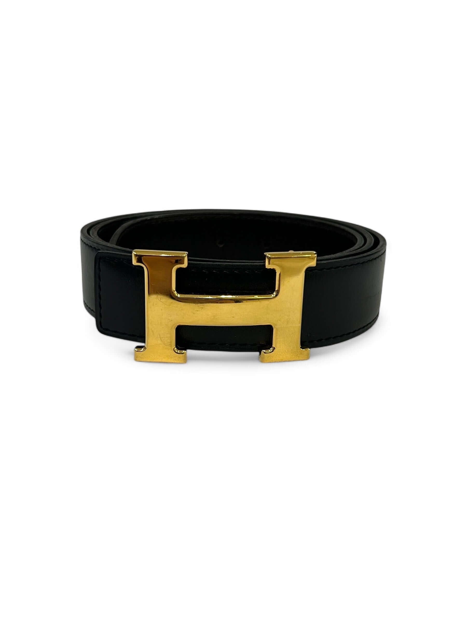 Hermès - Ceinture réversible noir / marron t.90