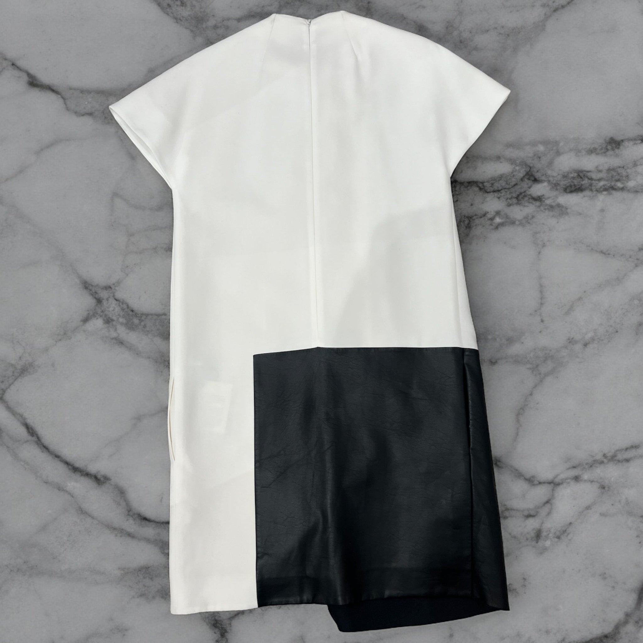 Céline Robe blanche et cuir Blanc S - Les Folies d&