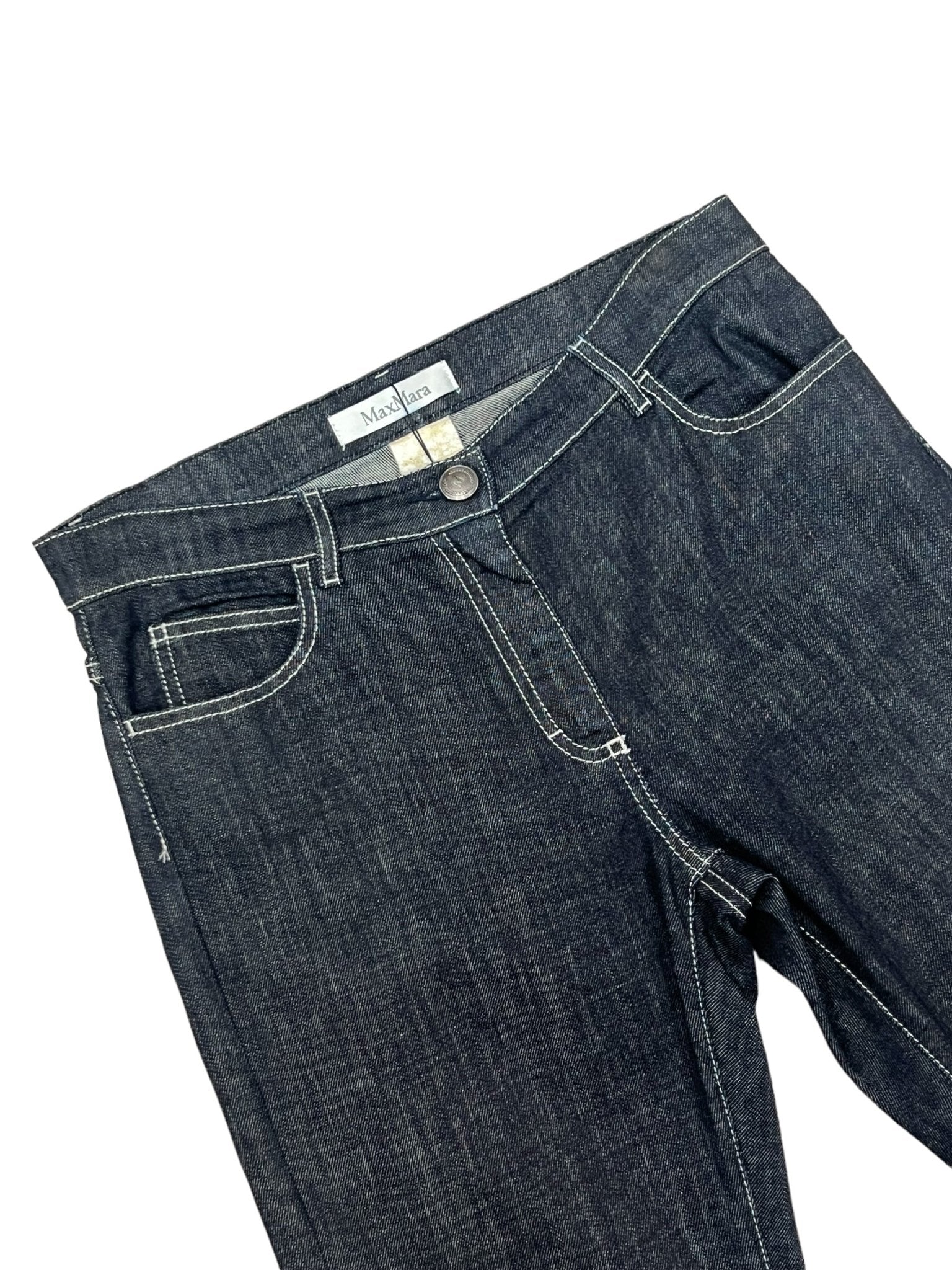 Max et Moi Pantalon avec etiquette cuir Noir 40 - Les Folies d&