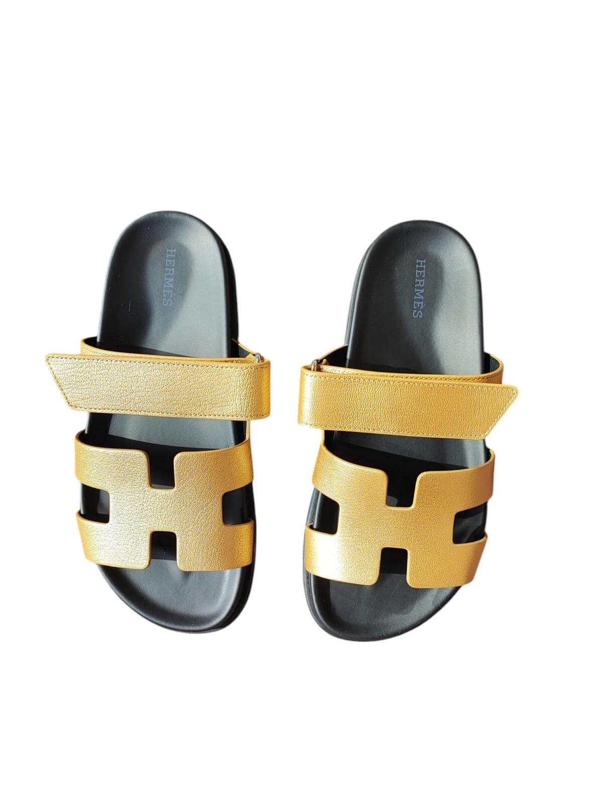 Hermès - Sandales Chypre dorées T37