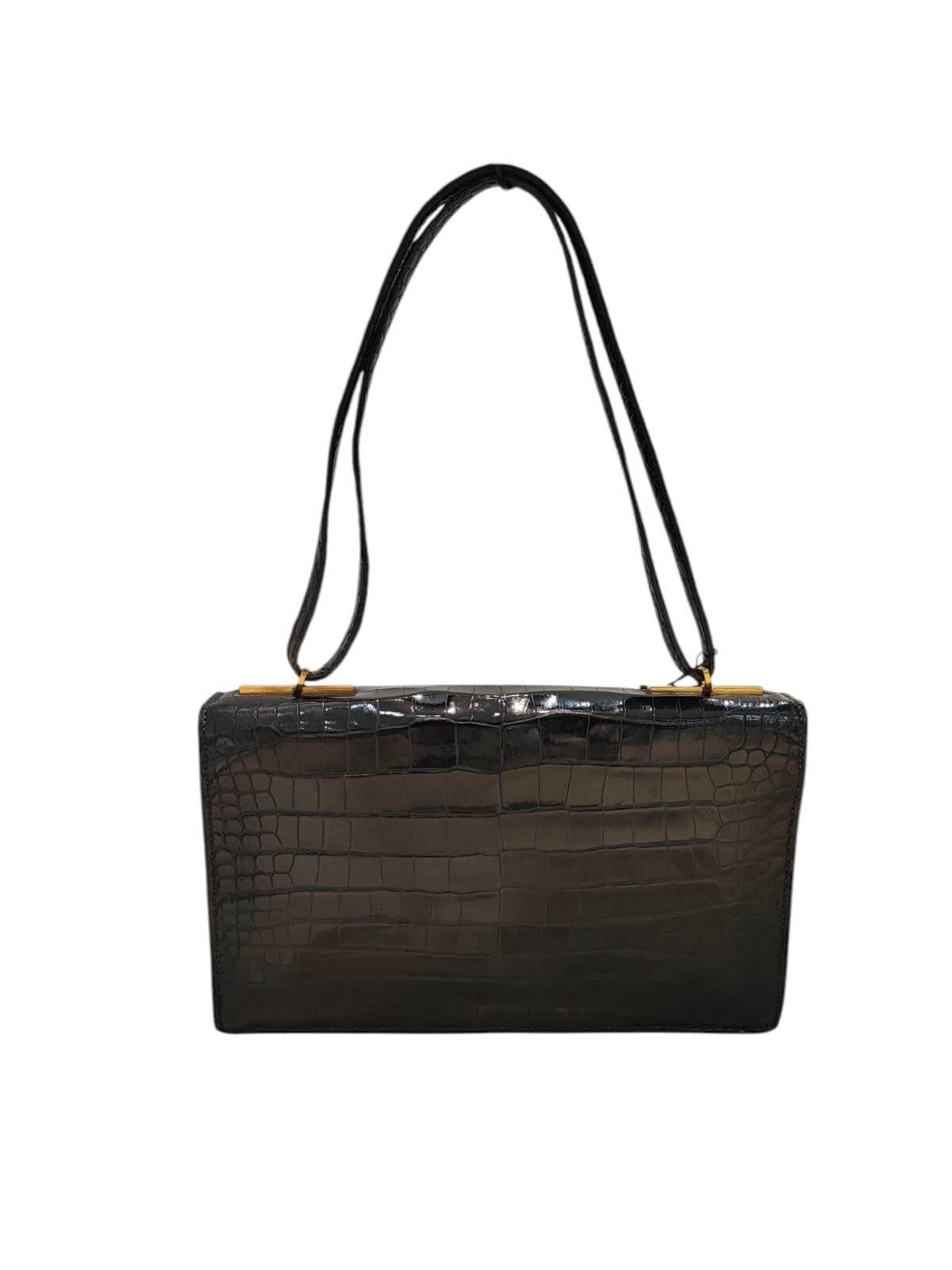 Hermès - Handtasche mit Klappe aus Krokodil Porosus