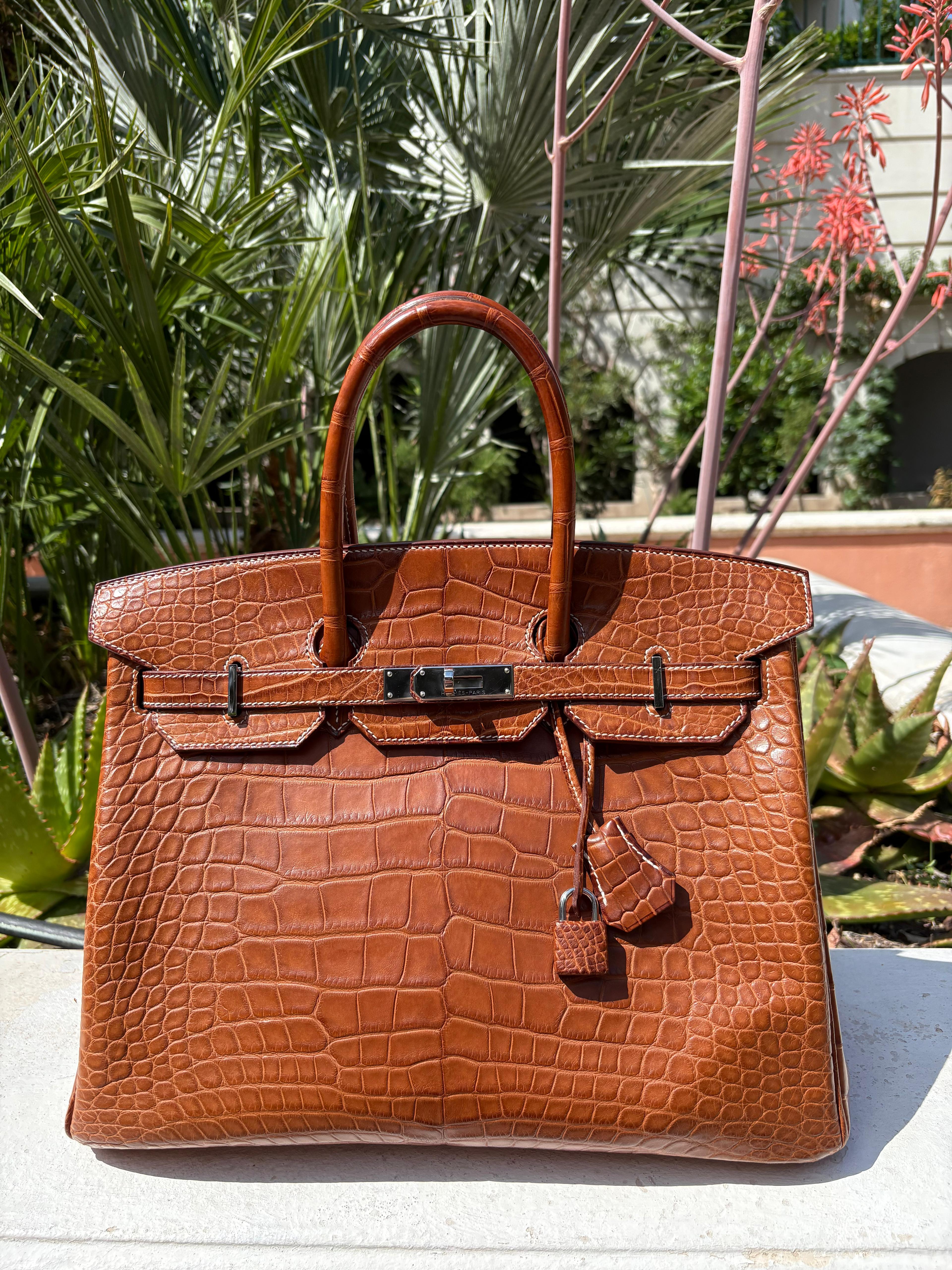Hermès - Sac Birkin 35 Alligator Mississippiensis Barenia Fauve