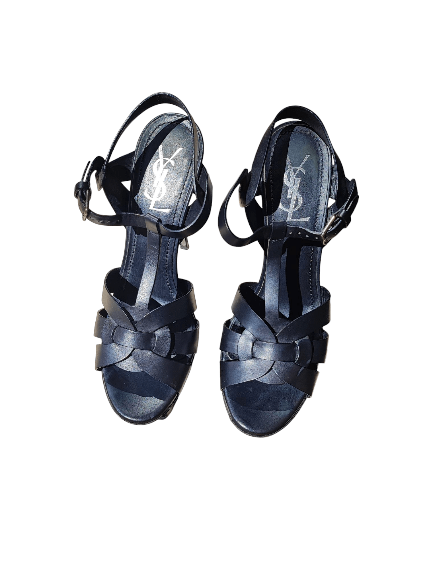 Saint Laurent - Sandales noires à talon Tribute T39