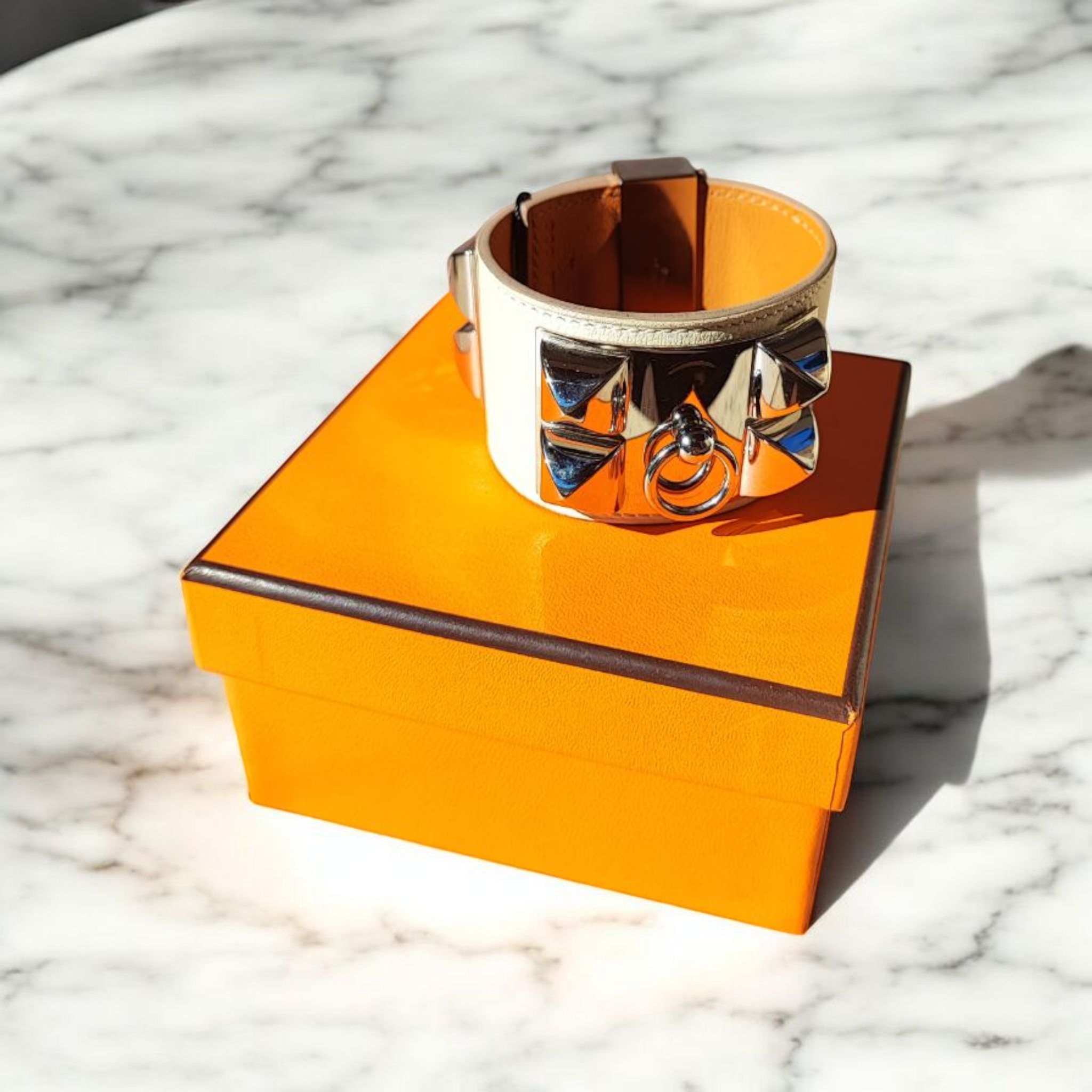 Hermès - Bracelet collier de chien Écru T.S