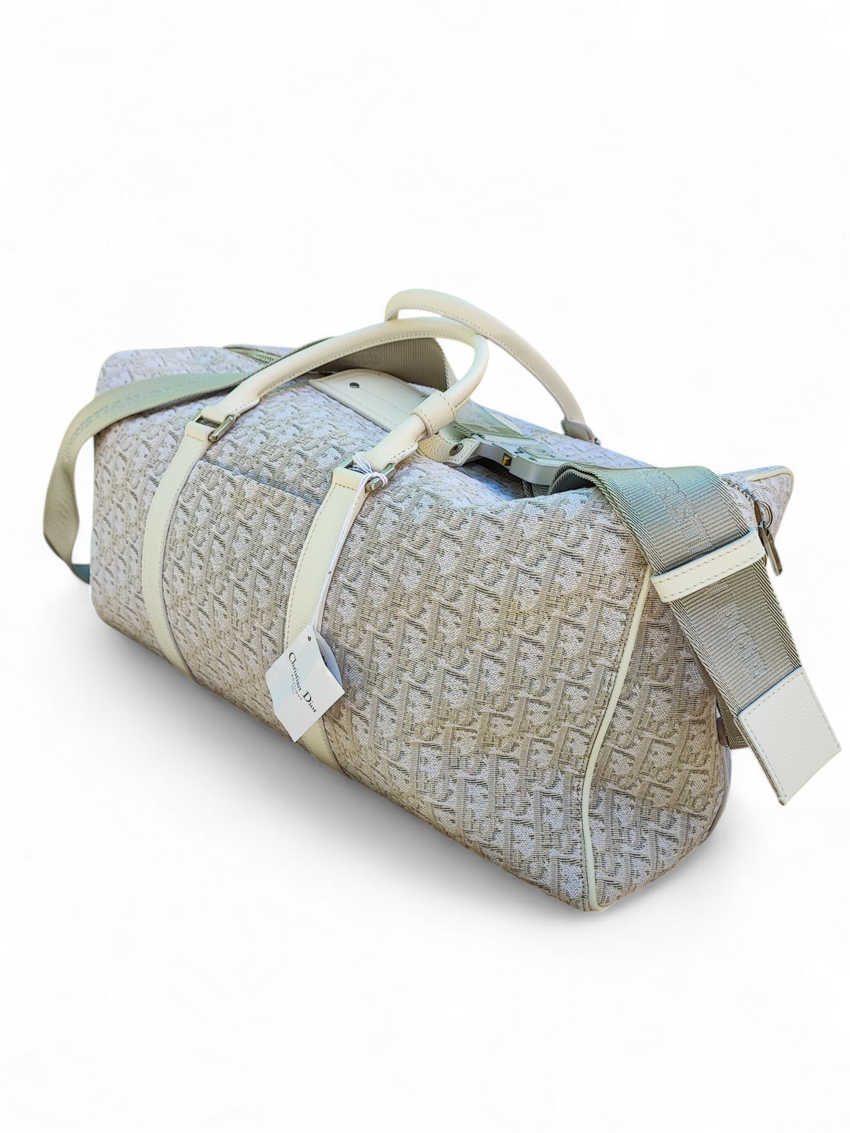 Dior - Reisetasche aus Segeltuch und weißem Leder