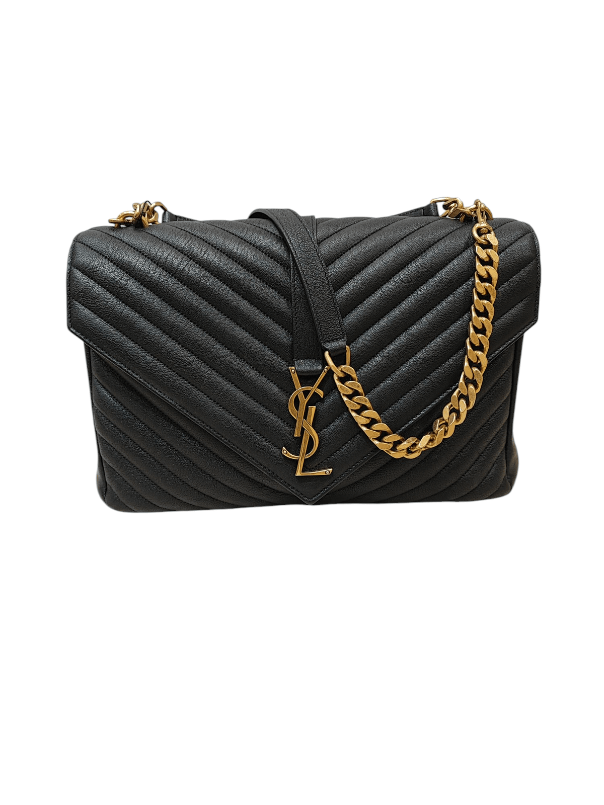 Saint Laurent - Small Quilted Chevron College Bag in Black