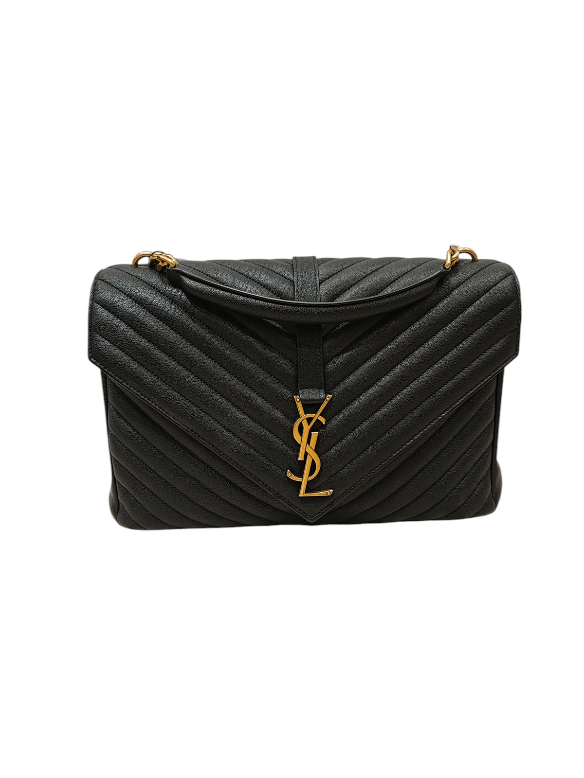 Saint Laurent - Small Quilted Chevron College Bag in Black