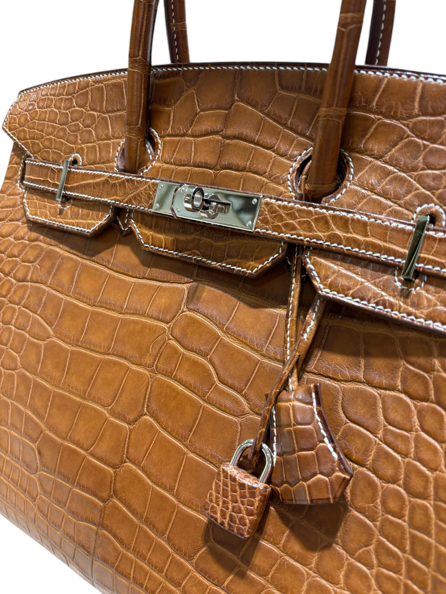 Hermès - Sac Birkin 35 Alligator Mississippiensis Barenia Fauve