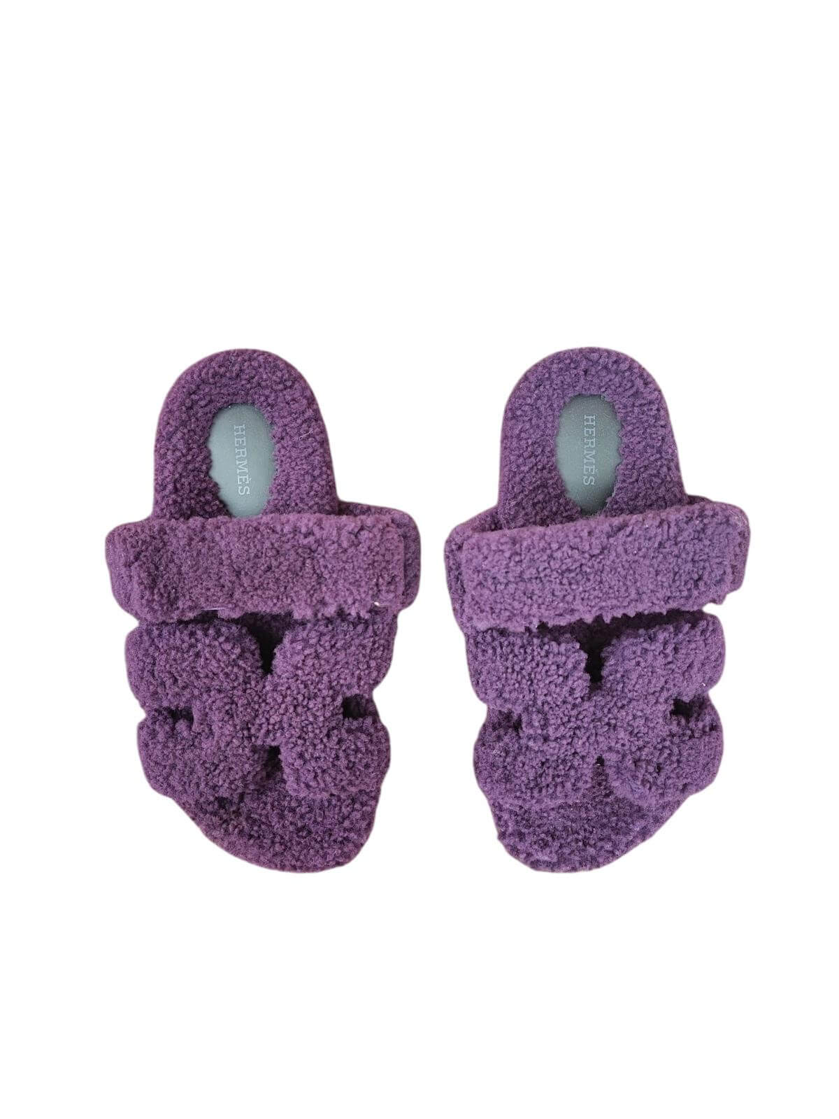 Hermès - Sandales Chypre en peau lainée violette T39