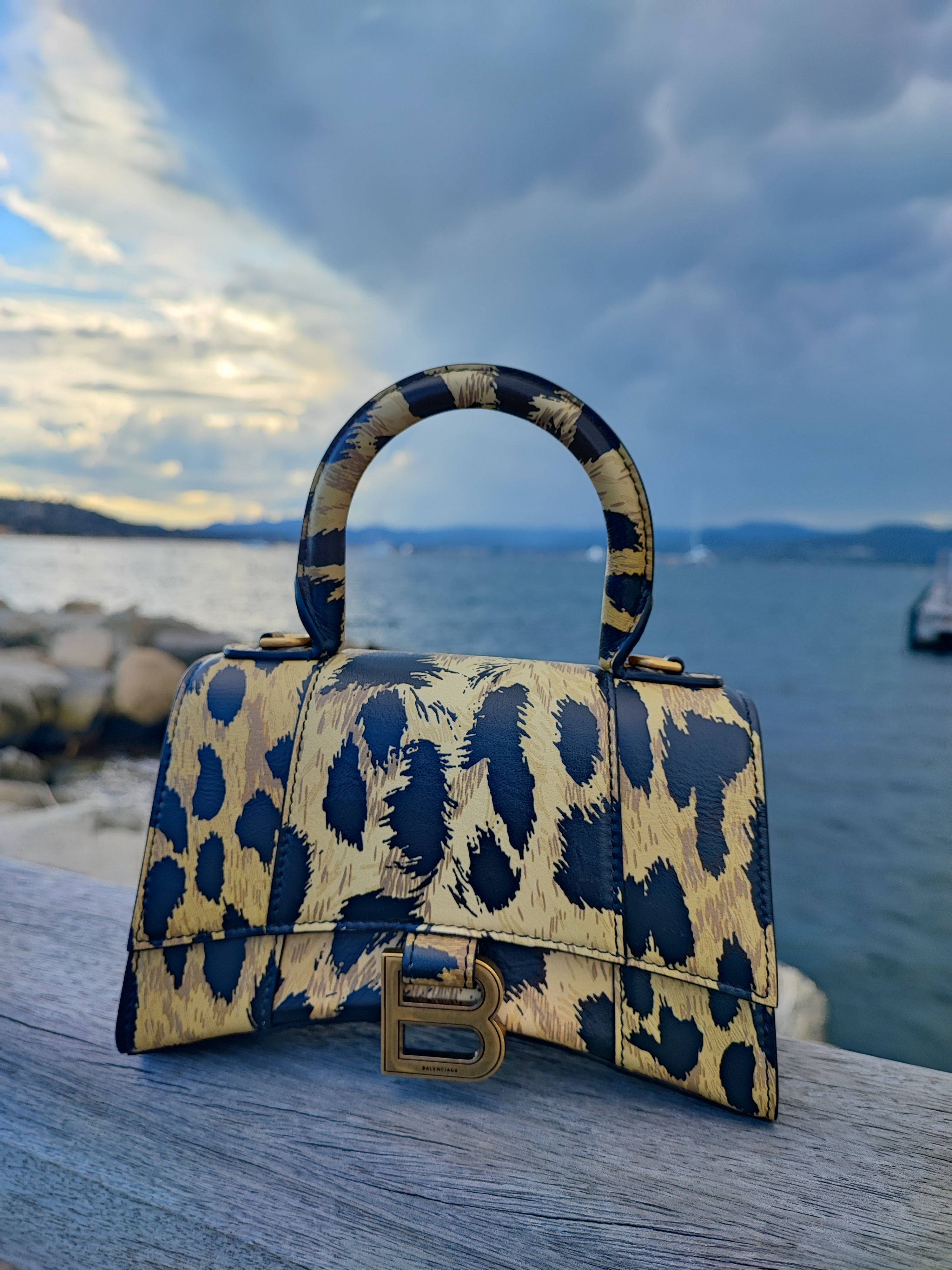 Balenciaga - Sac Hourglass XS léopard