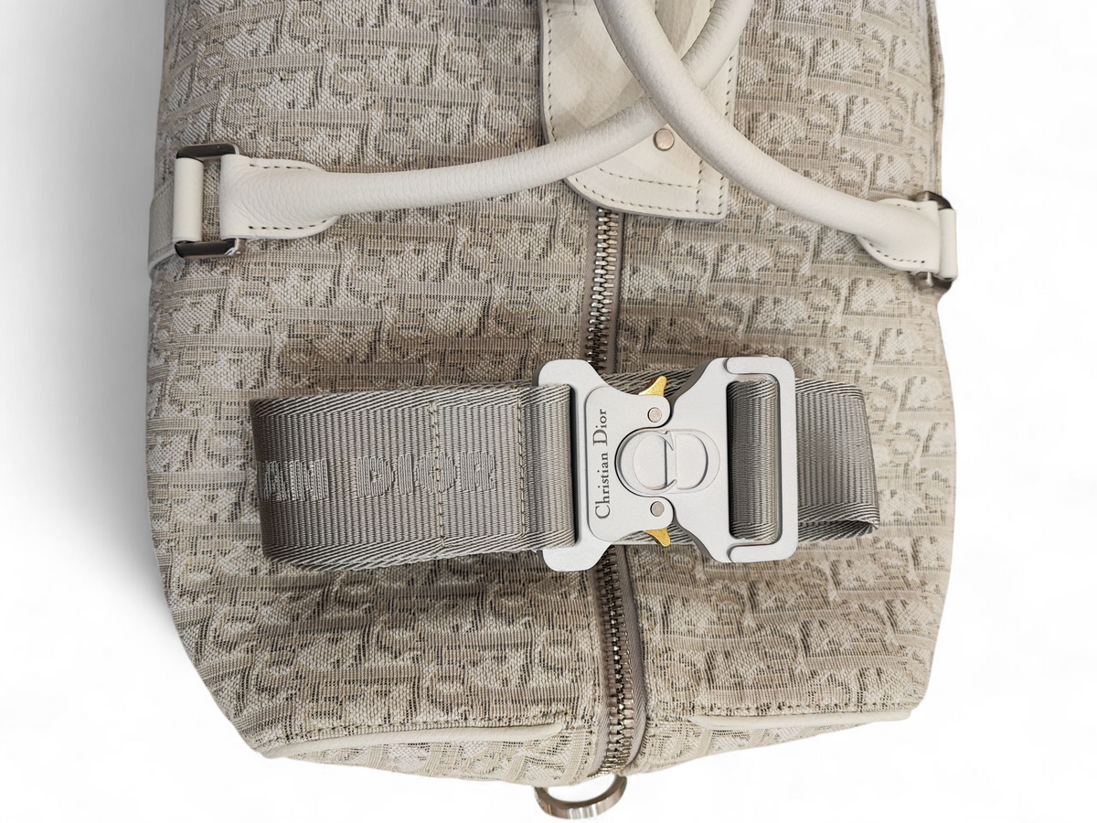 Dior - Reisetasche aus Segeltuch und weißem Leder