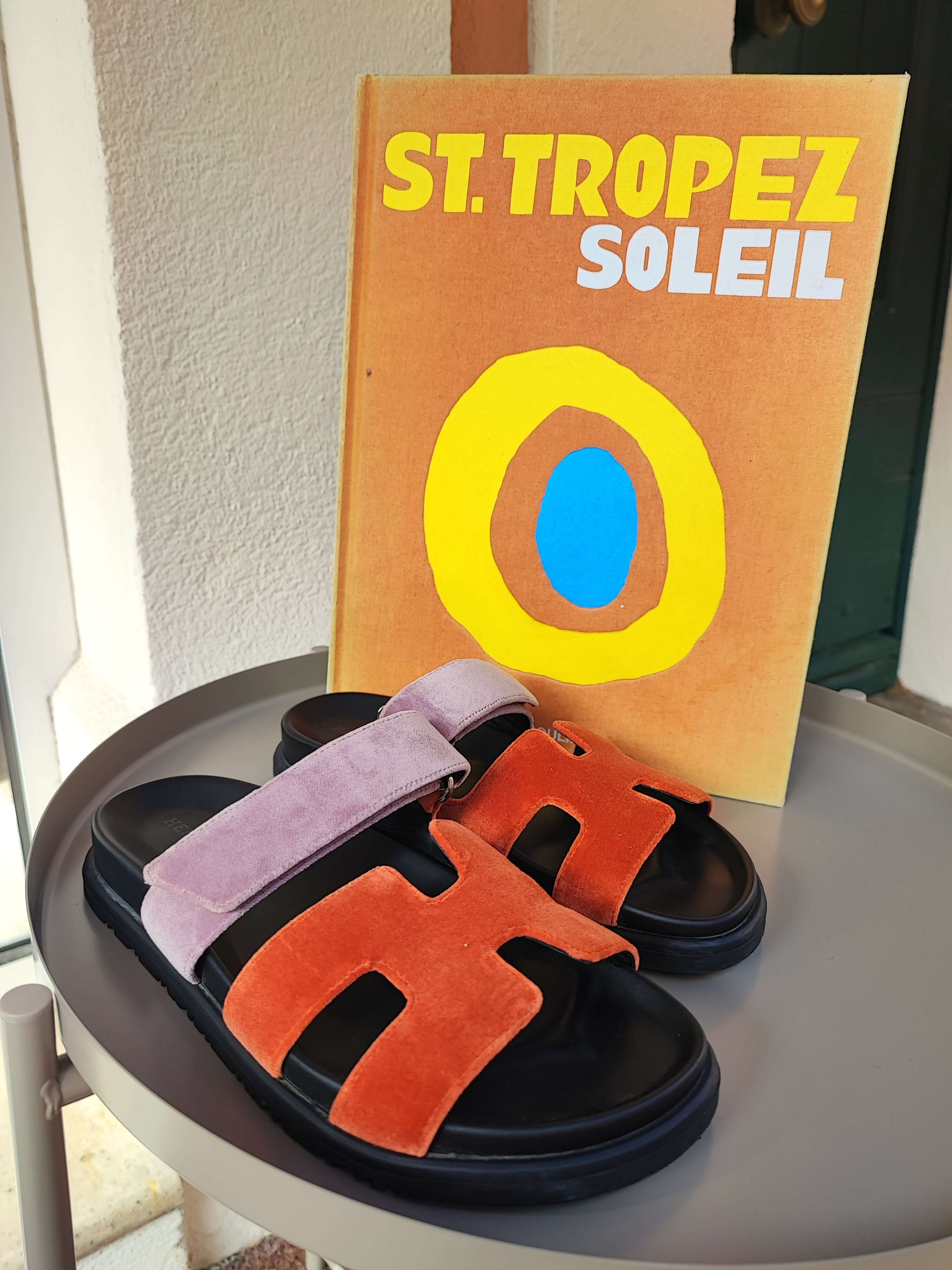 Hermès - Sandales Chypre orange et rose nude 37 1/2