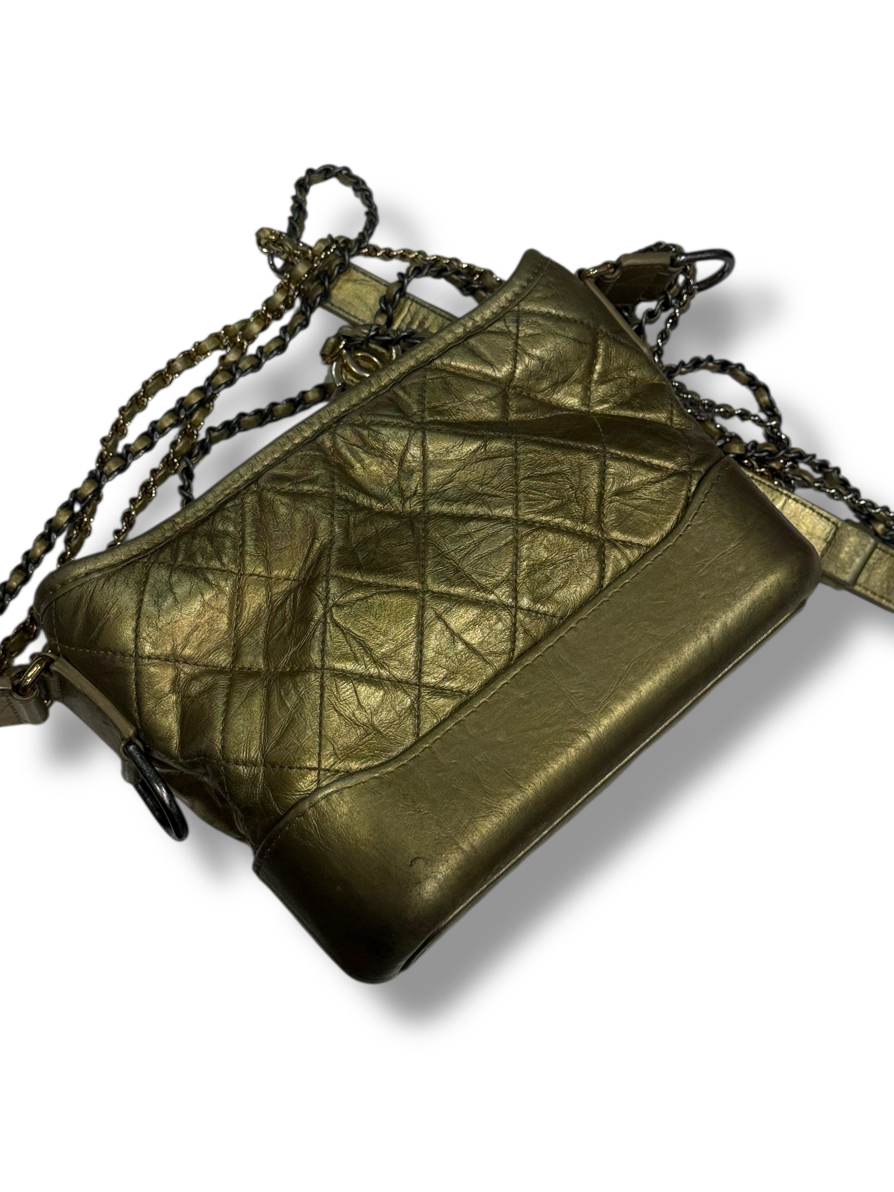 Chanel - Mini Gabrielle bag in quilted matte gold