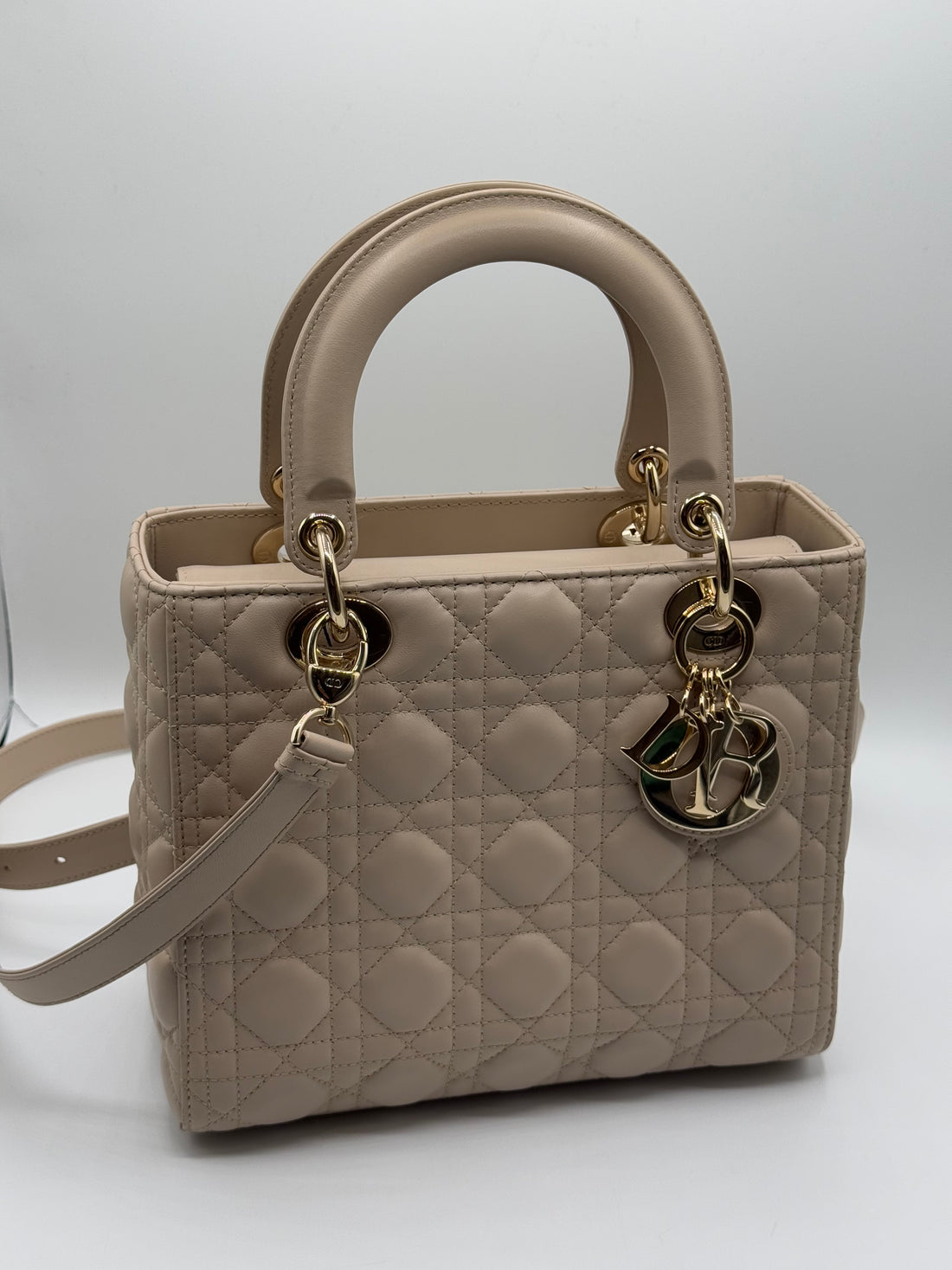 Dior - Sac Lady Dior Medium Leder Beige