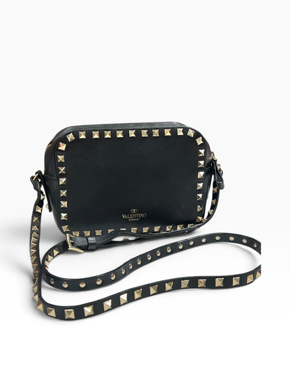 Valentino - sac caméra cuir noir et studs