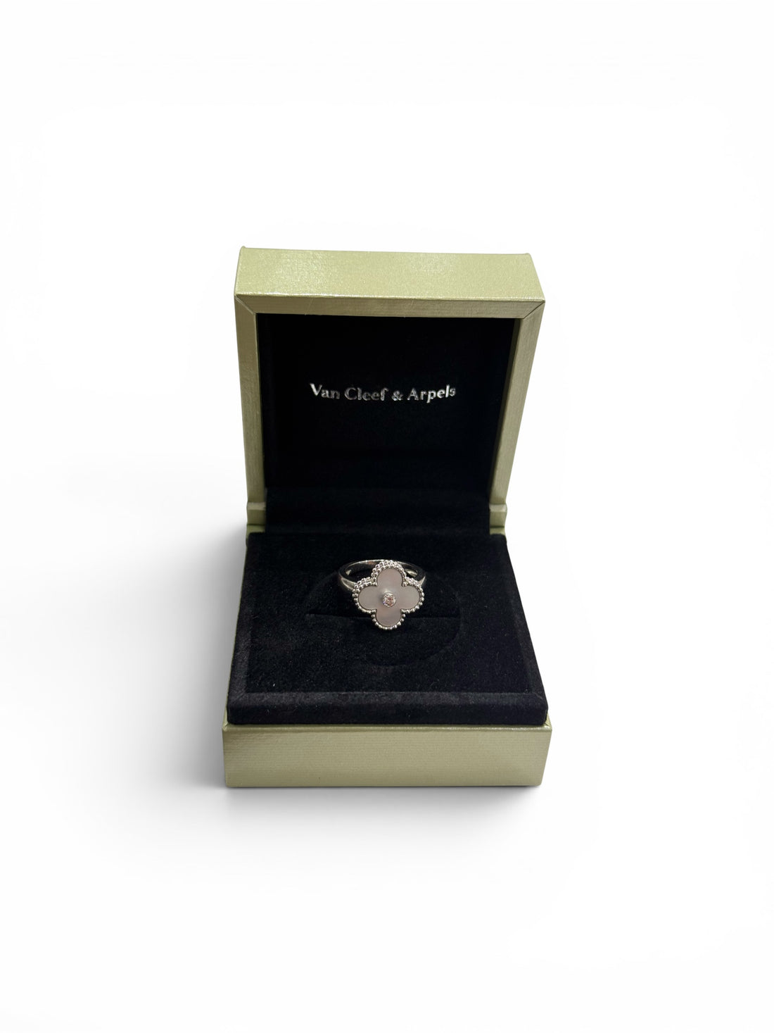 Van Cleef & Arpels - Bague Vintage Alhambra Nacre, Diamant et Or Blanc