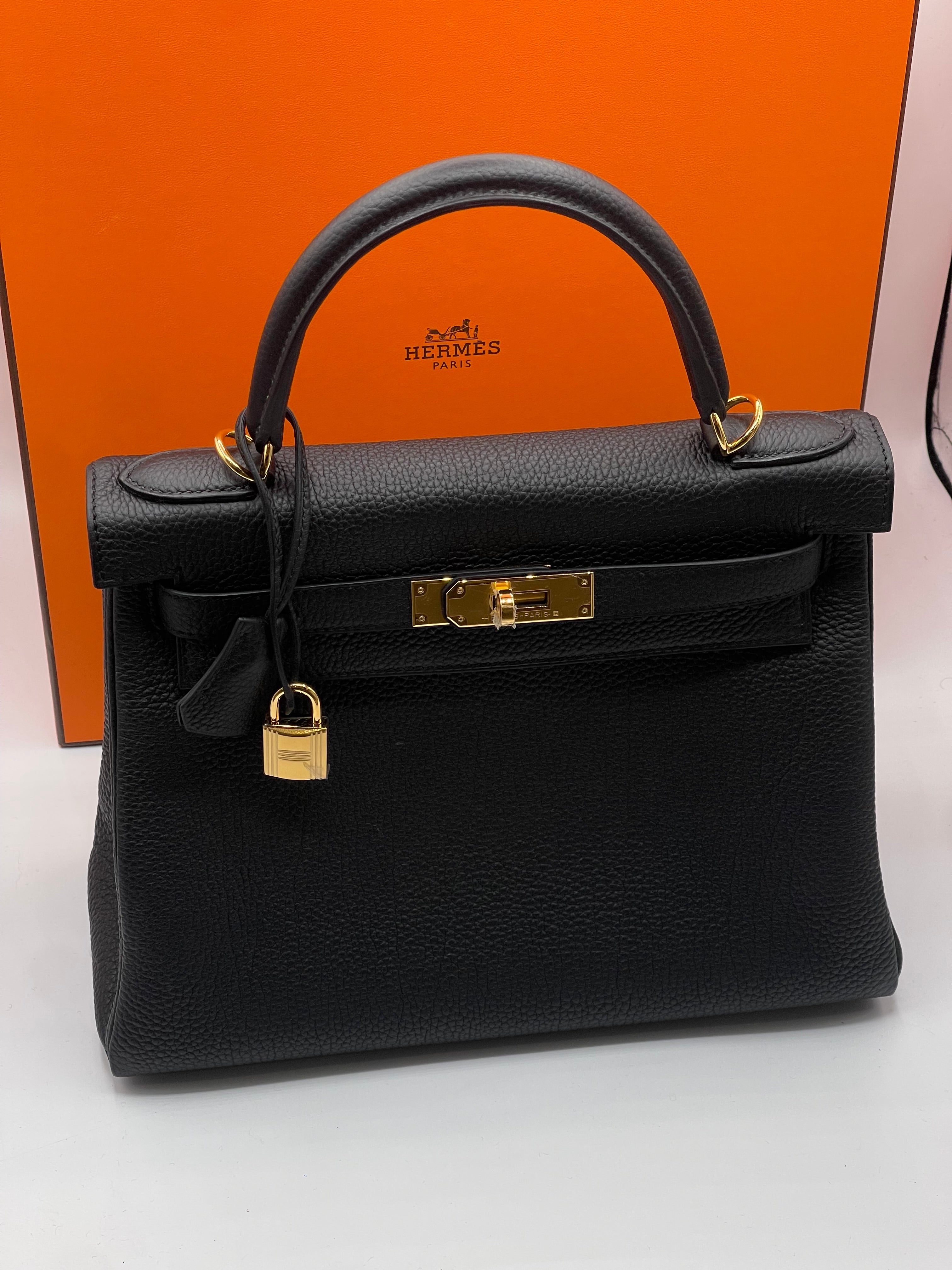 Hermès - Sac Kelly 28 Togo retourné nero