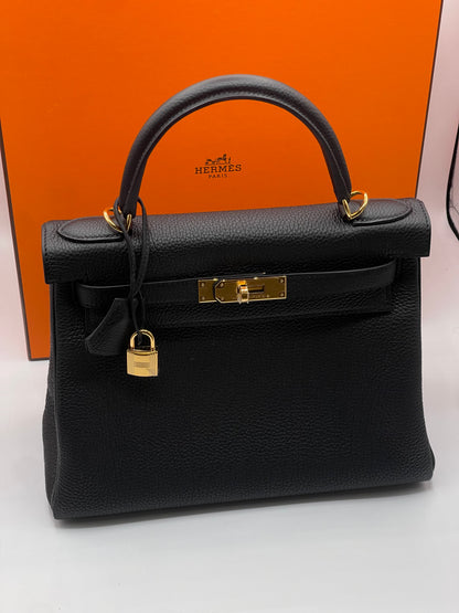 Hermès - Sac Kelly 28 Togo retourné nero