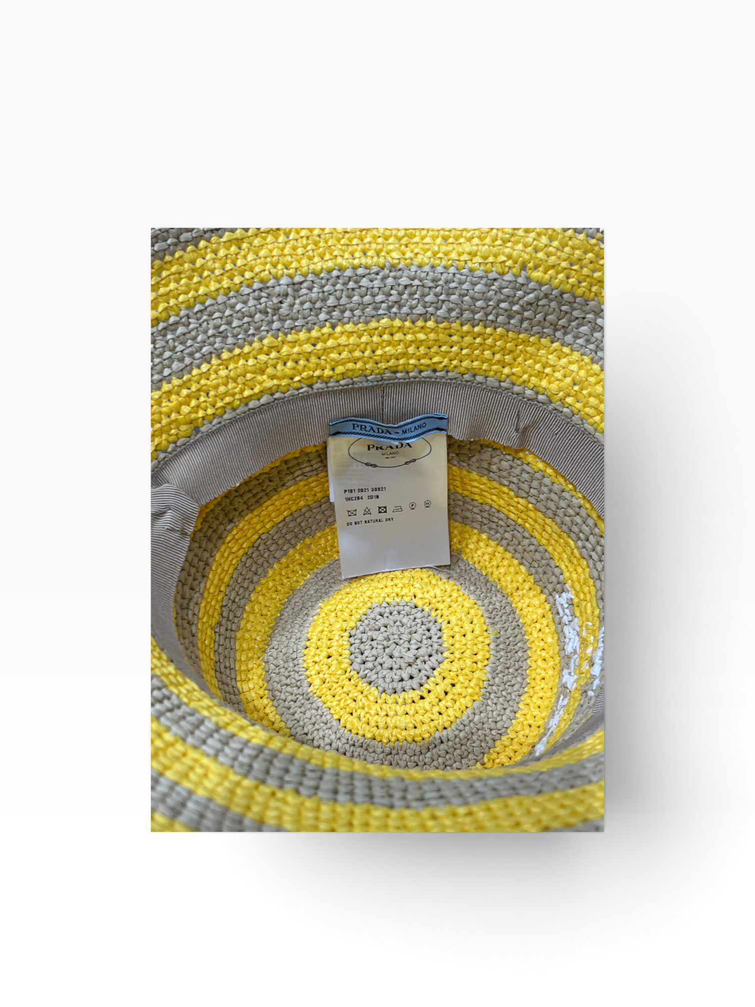 PRADA - chapeau raphia rayé jaune TS