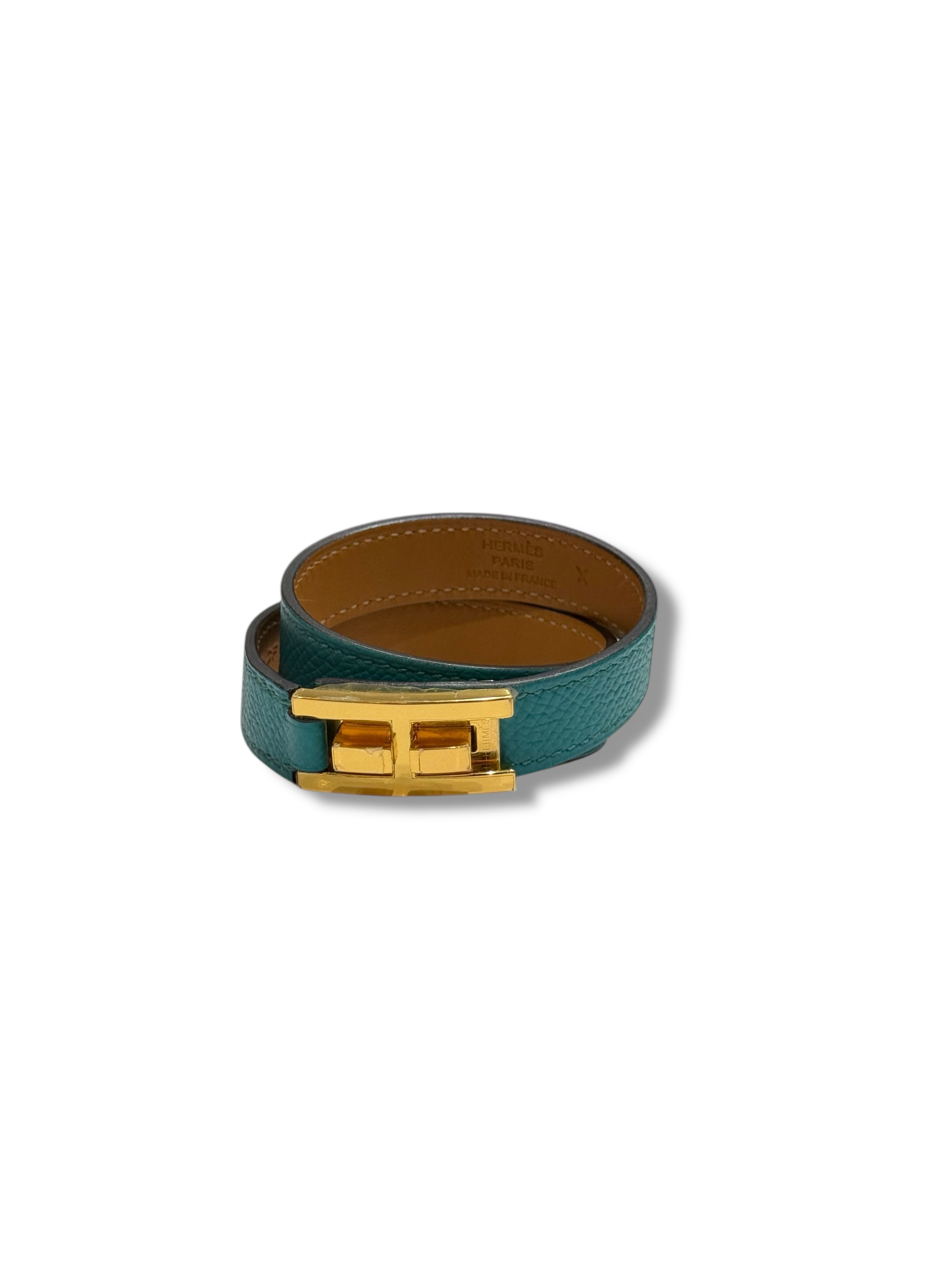 Hermès - Bracelet double tour Drag bleu GHW