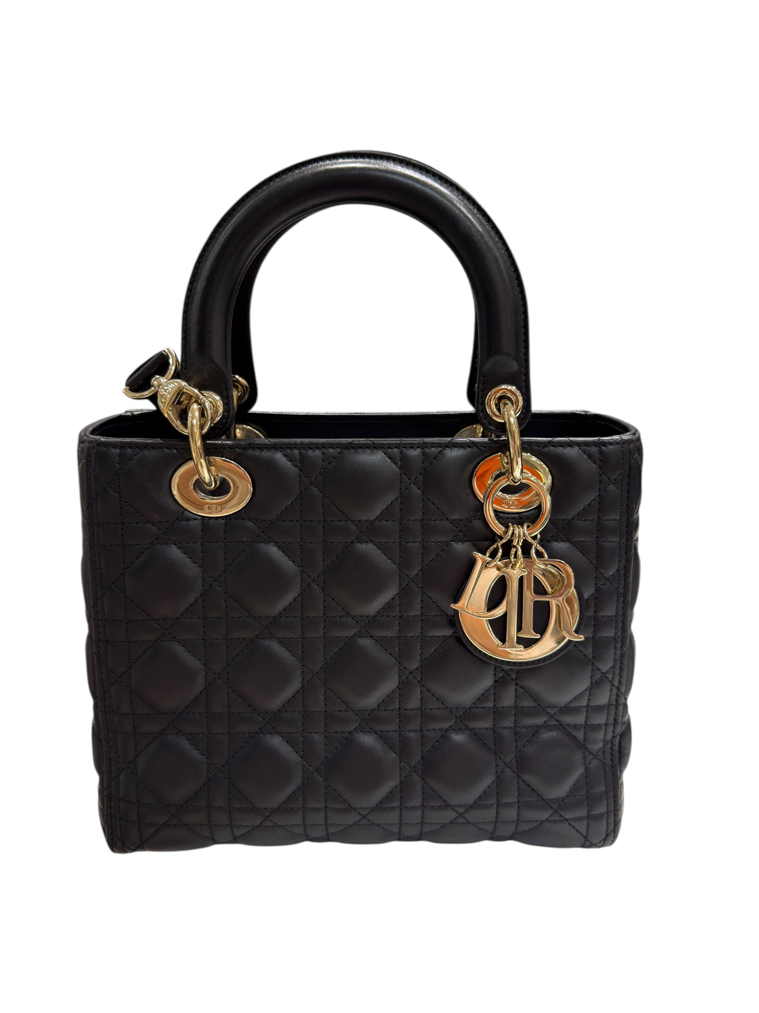 Christian Dior - Sac Lady Dior MM en cuir cannage noir