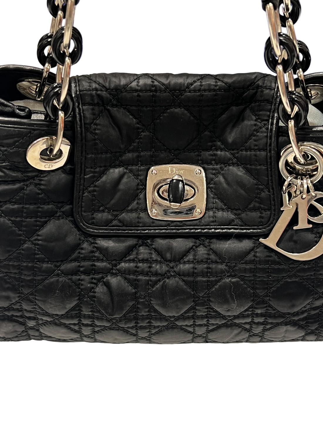 Dior – Vintage-Shopper aus Baumwolle und Cannage-Leder