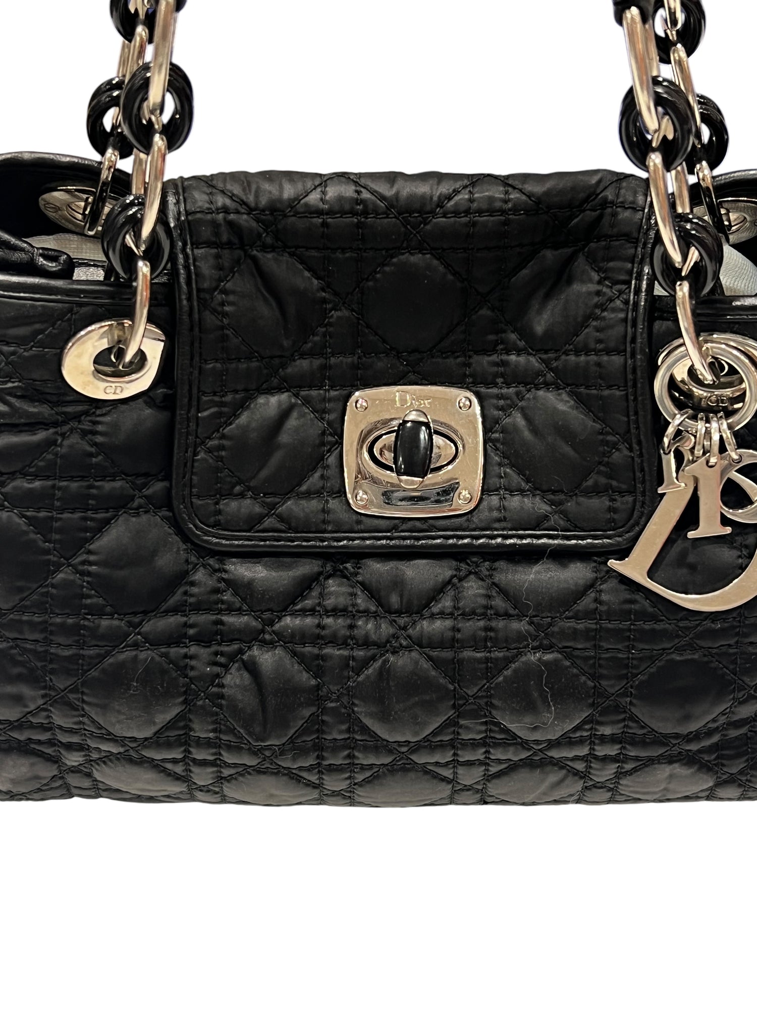 Dior - sac cabas vintage coton et cuir cannage