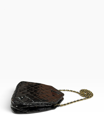 Chanel - sac cuir vernis noir vintage