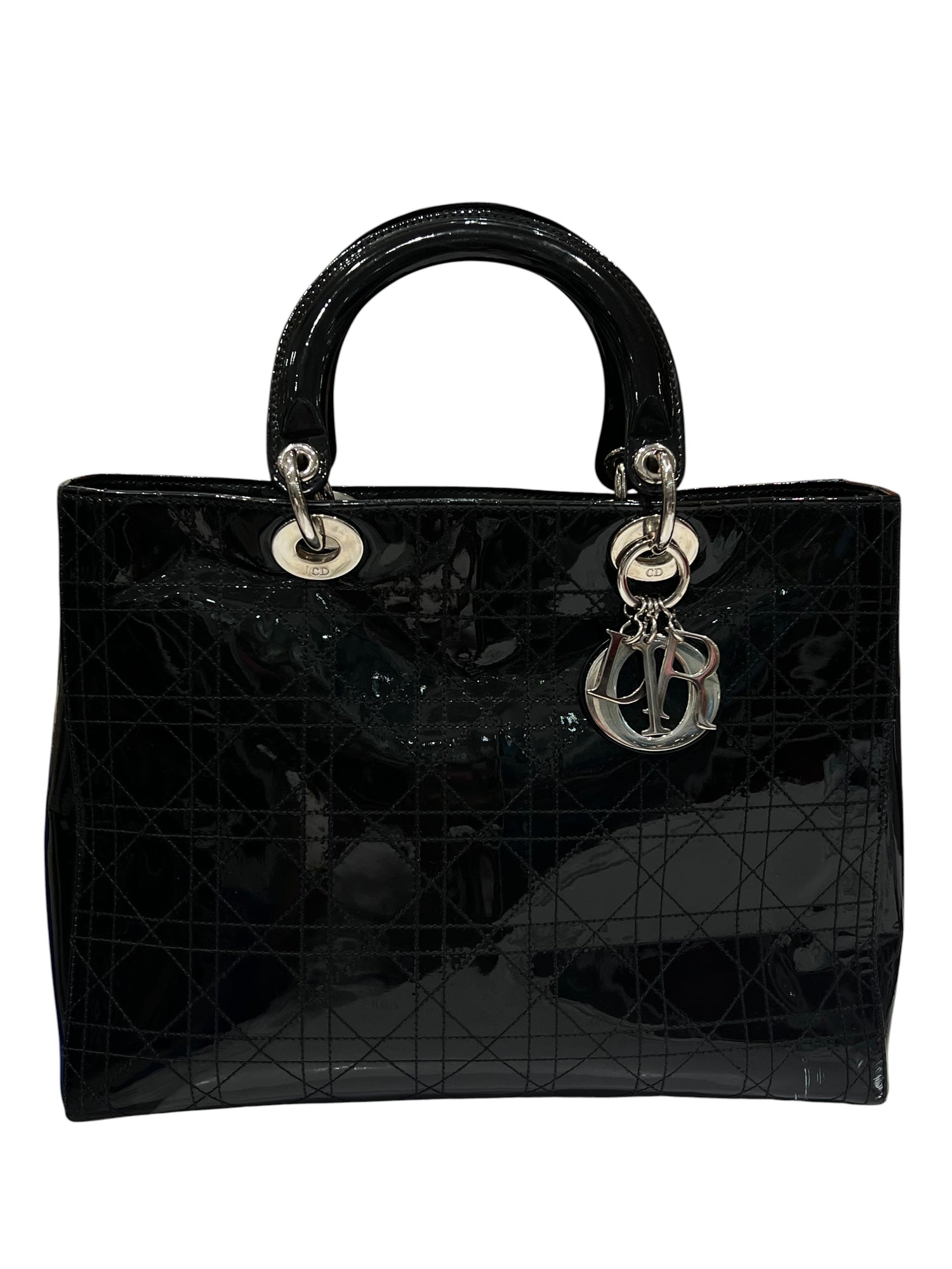 Dior - sac lady Dior cuir vernis noir vintage