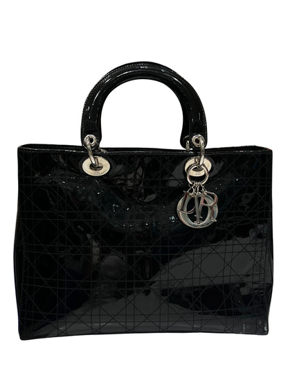 Dior - sac lady Dior cuir vernis noir vintage