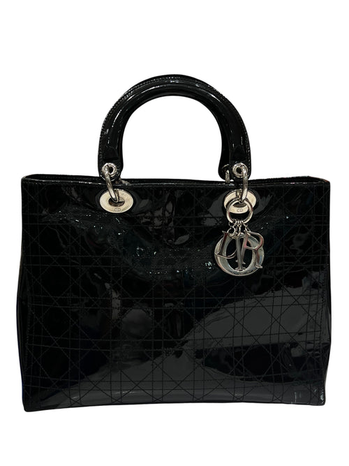 Dior - sac lady Dior cuir vernis noir vintage
