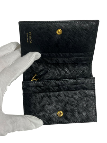 PRADA - porte monnaie cuir saffiano noir