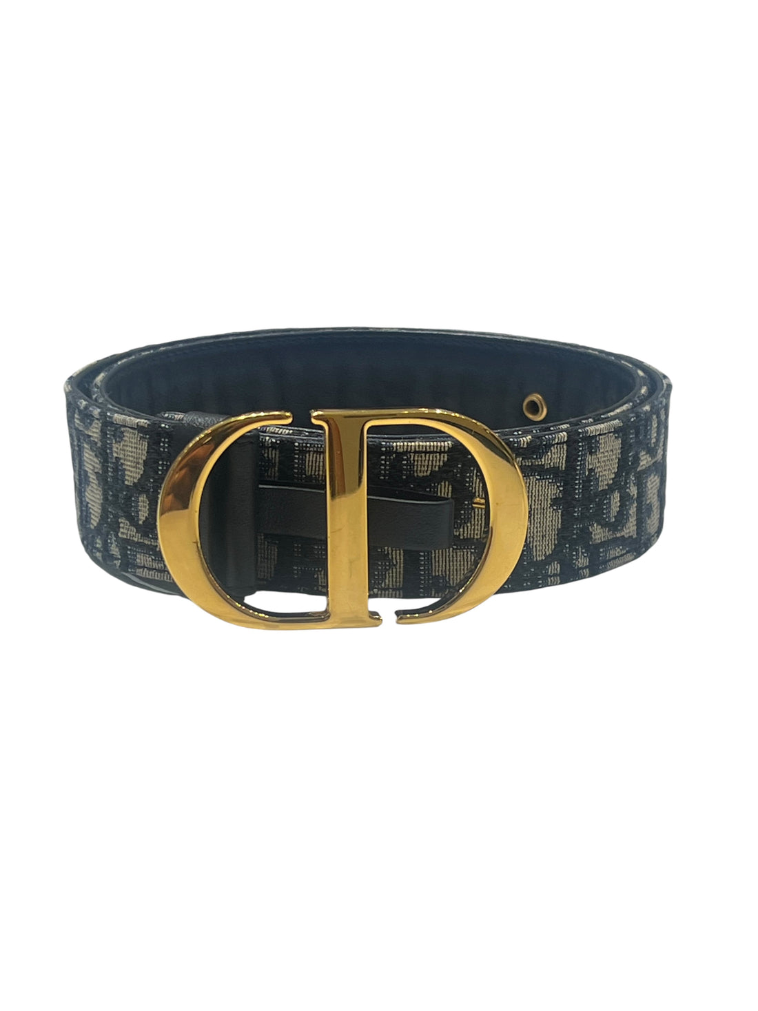 Dior - ceinture oblique bleu boucle dorée T75